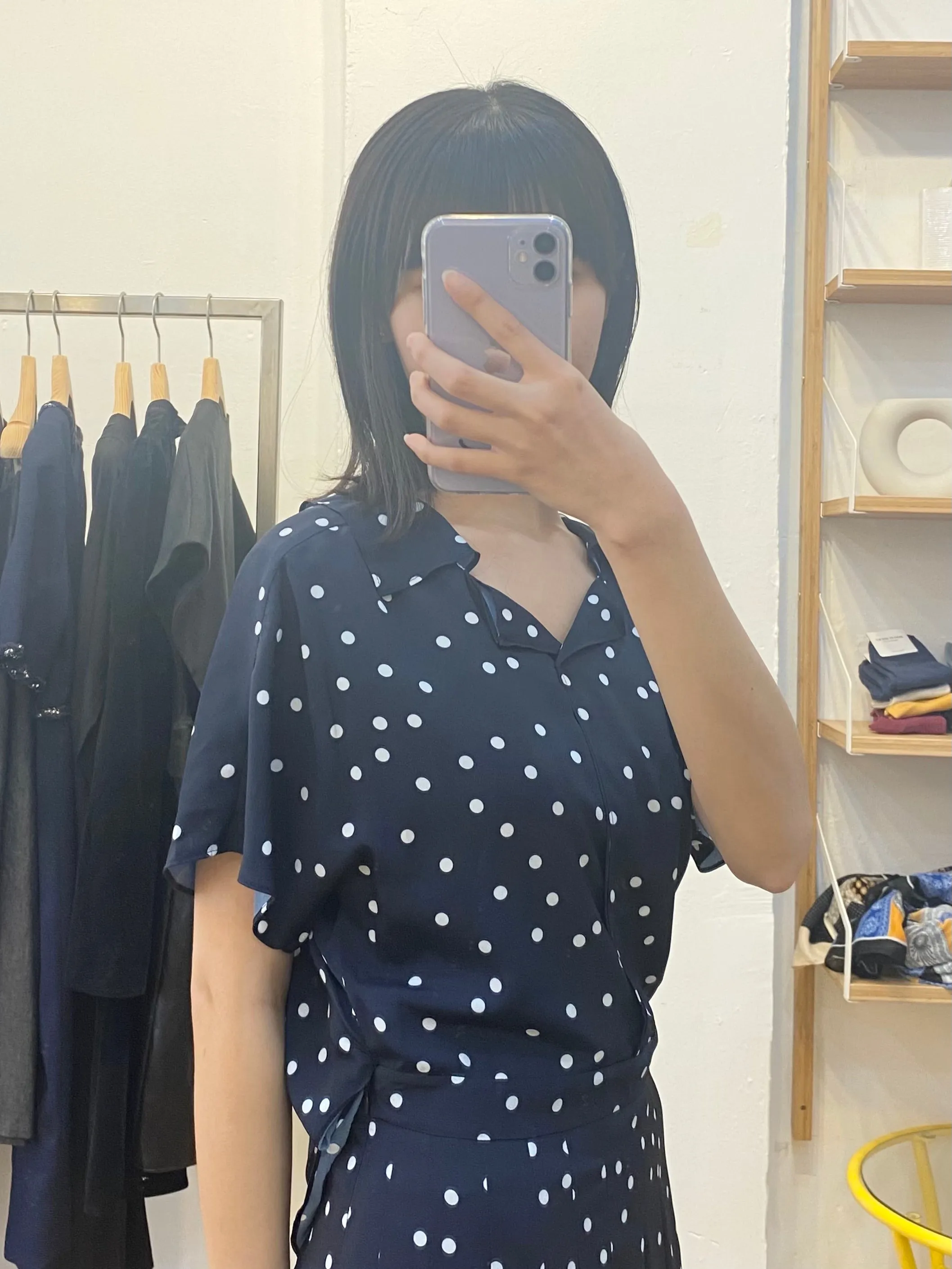 Polka dot navy dress