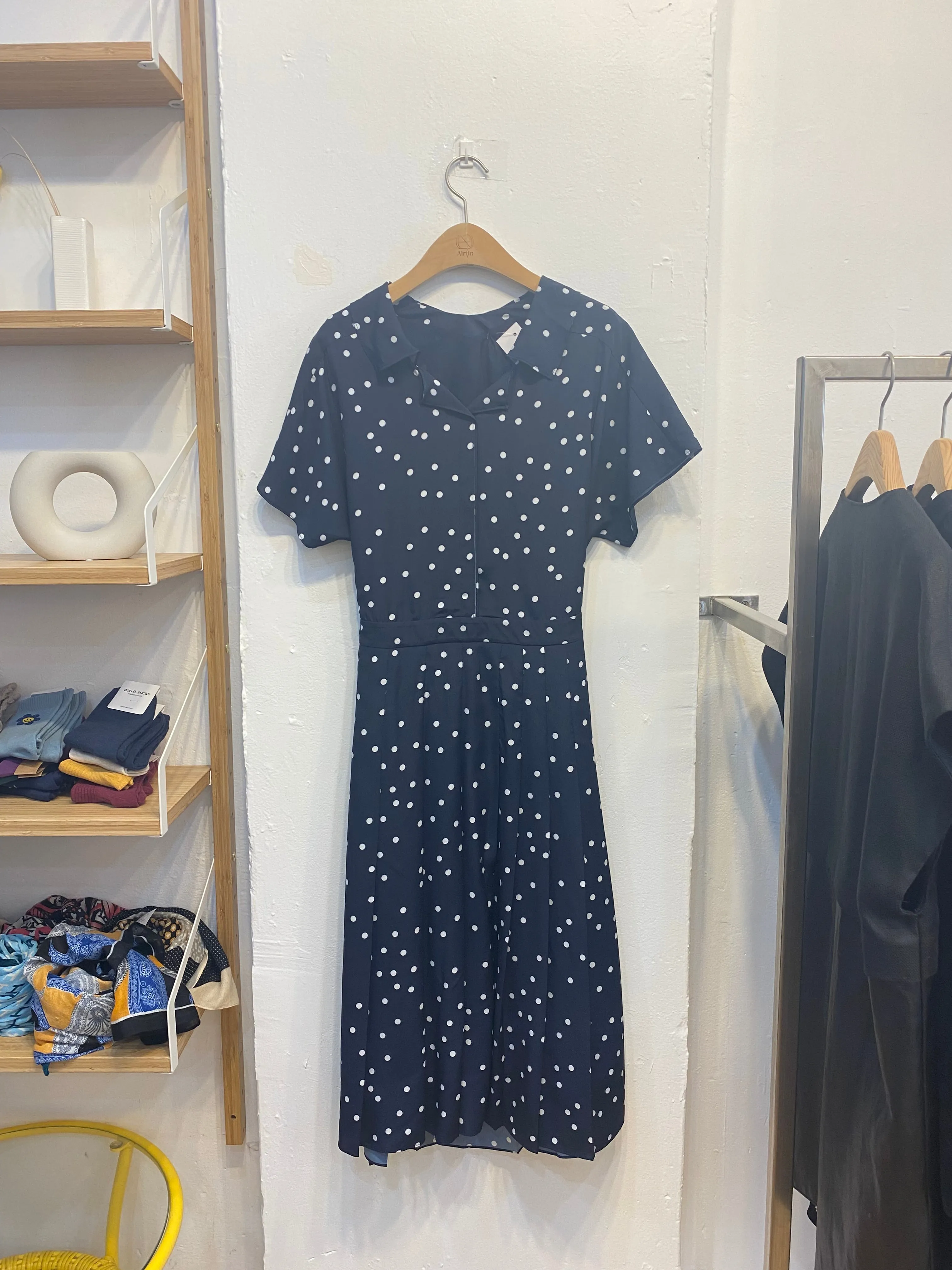 Polka dot navy dress