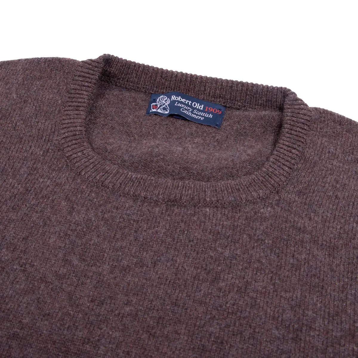 Porcupine Brown Tiree 4ply Crew Neck Cashmere Sweater