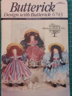 Preloved Butterick 6743 Sewing Pattern - 16" Pollyanna Doll & 3 Hair/Outfit Options