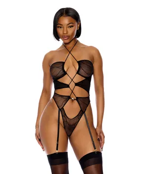 Pull My Strings Sheer Mesh Halterneck Teddy