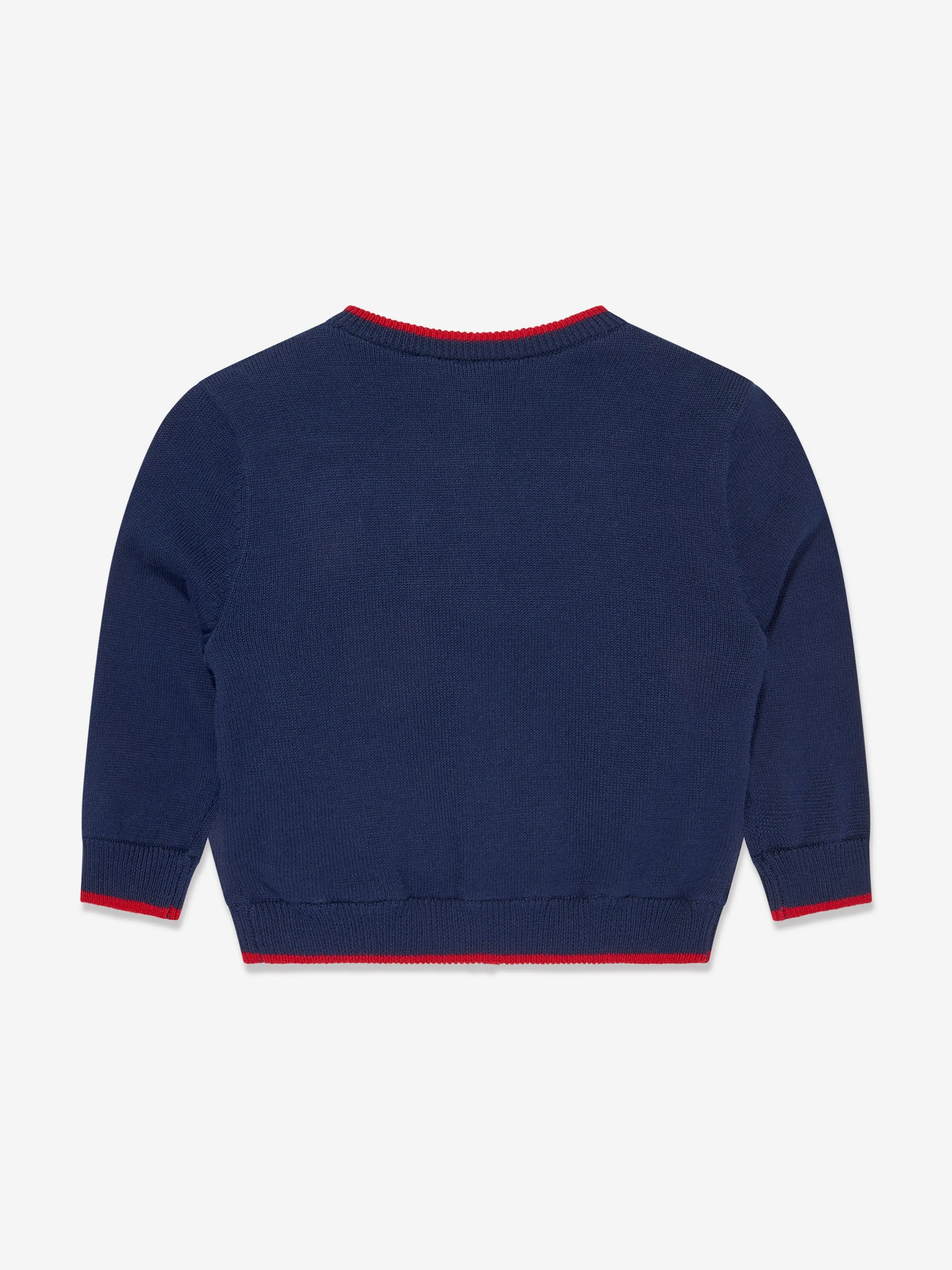 Rachel Riley Baby Sailboat Intarsia Cardigan in Navy