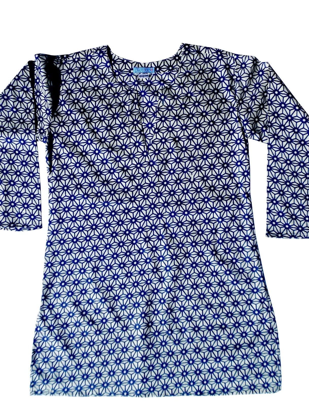 Raja Cotton Tunic Navy Cream Temari Block