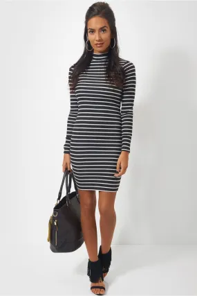 Reva Turtle Neck Stripe Mini Dress