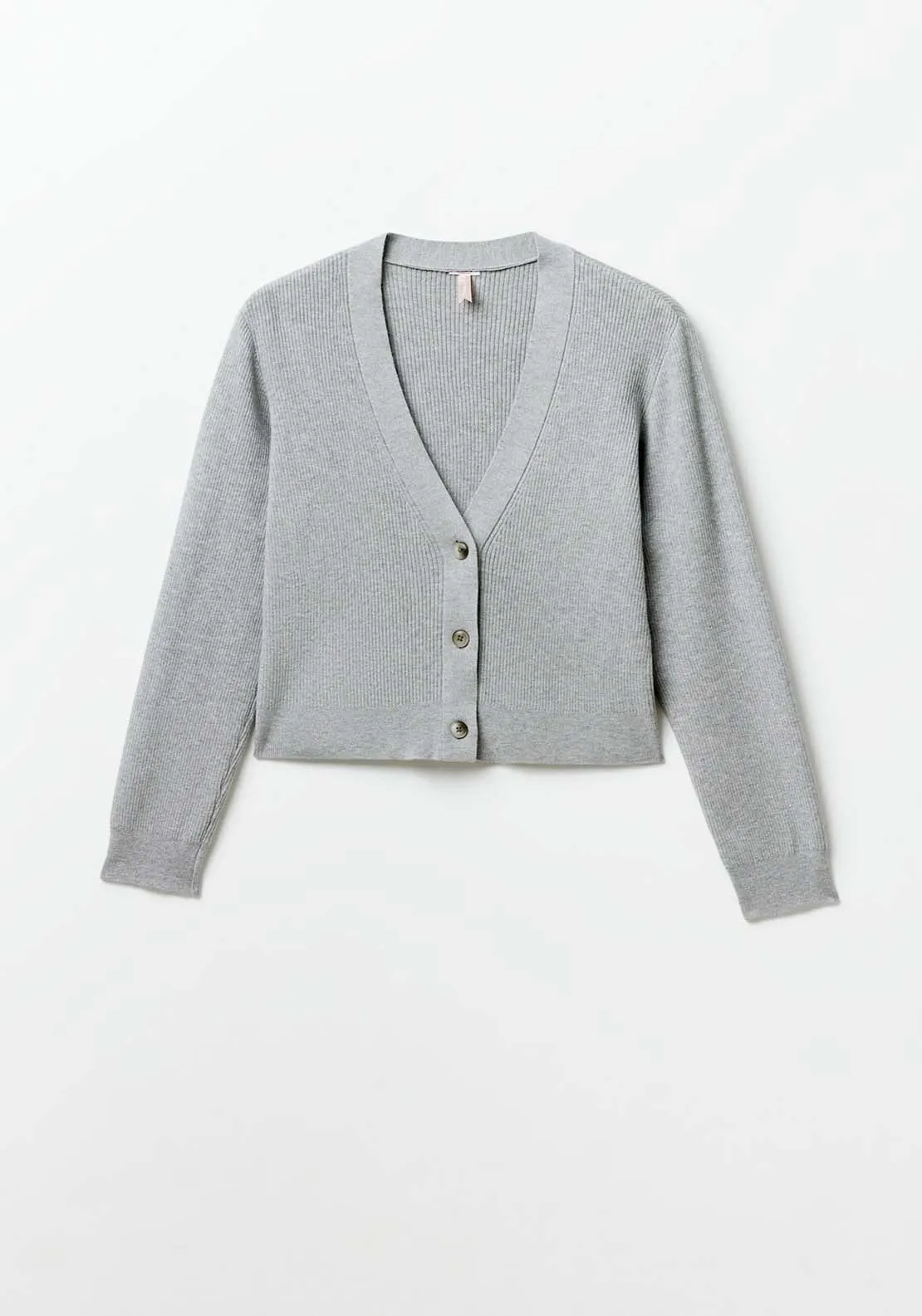 Ribbed tricot cardigan - Grey