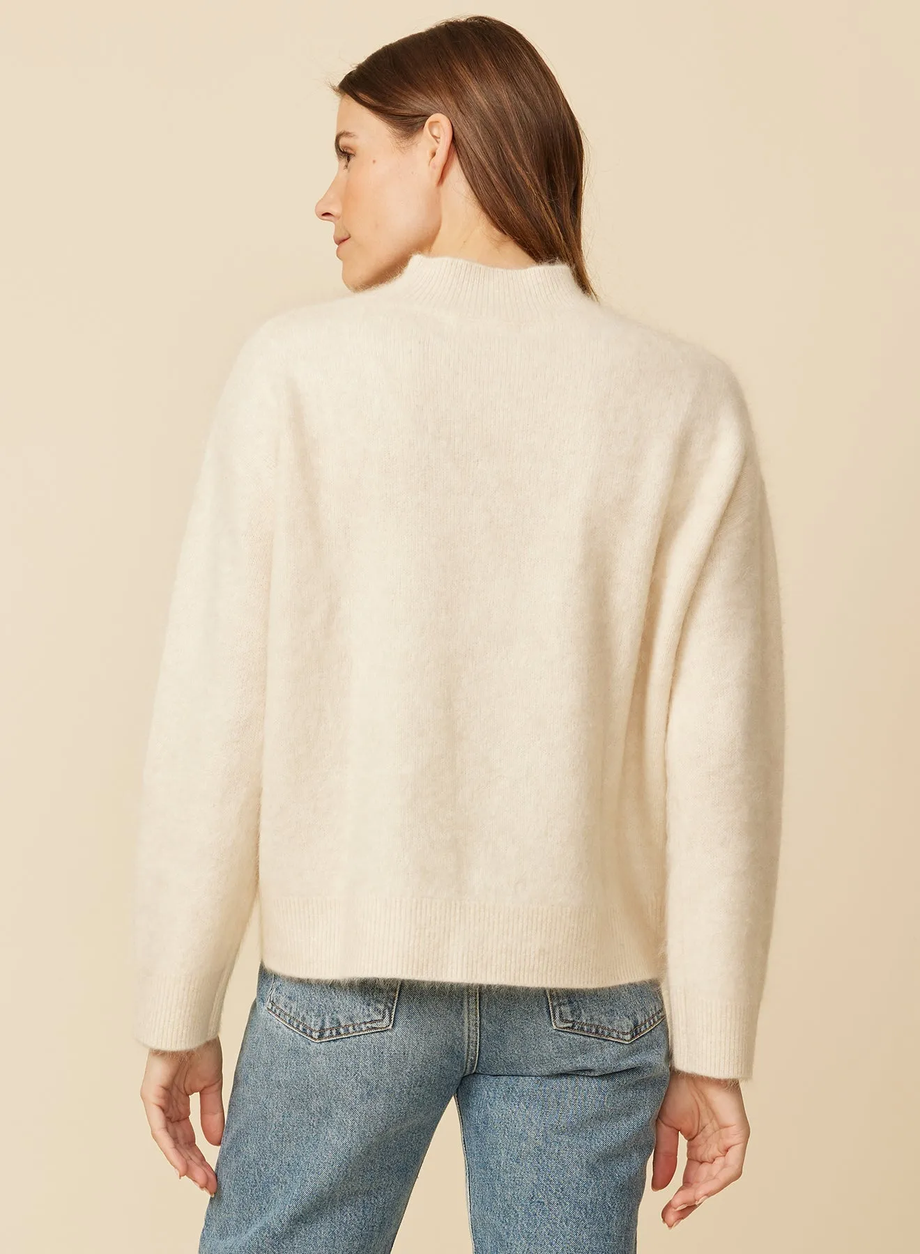 Sari Brushed Cashmere Pullover - Pearl