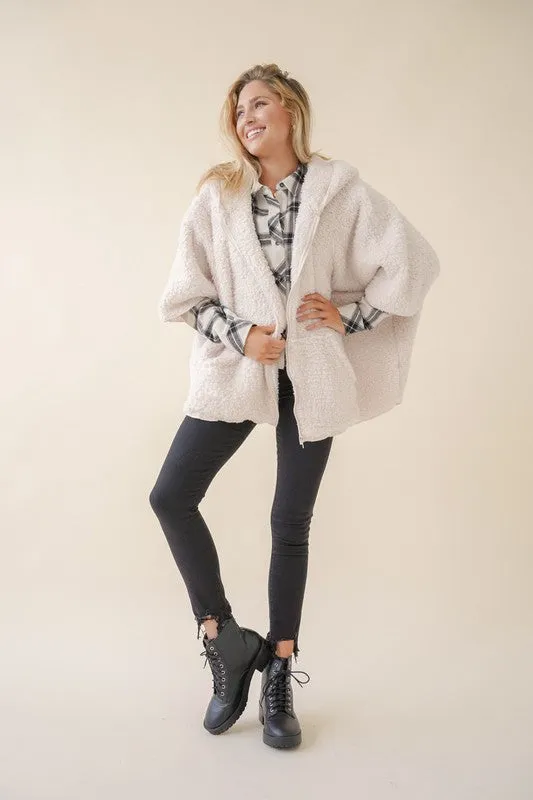 Sherpa Zip Up Hoodie Pancho