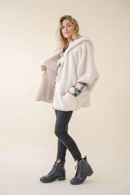 Sherpa Zip Up Hoodie Pancho