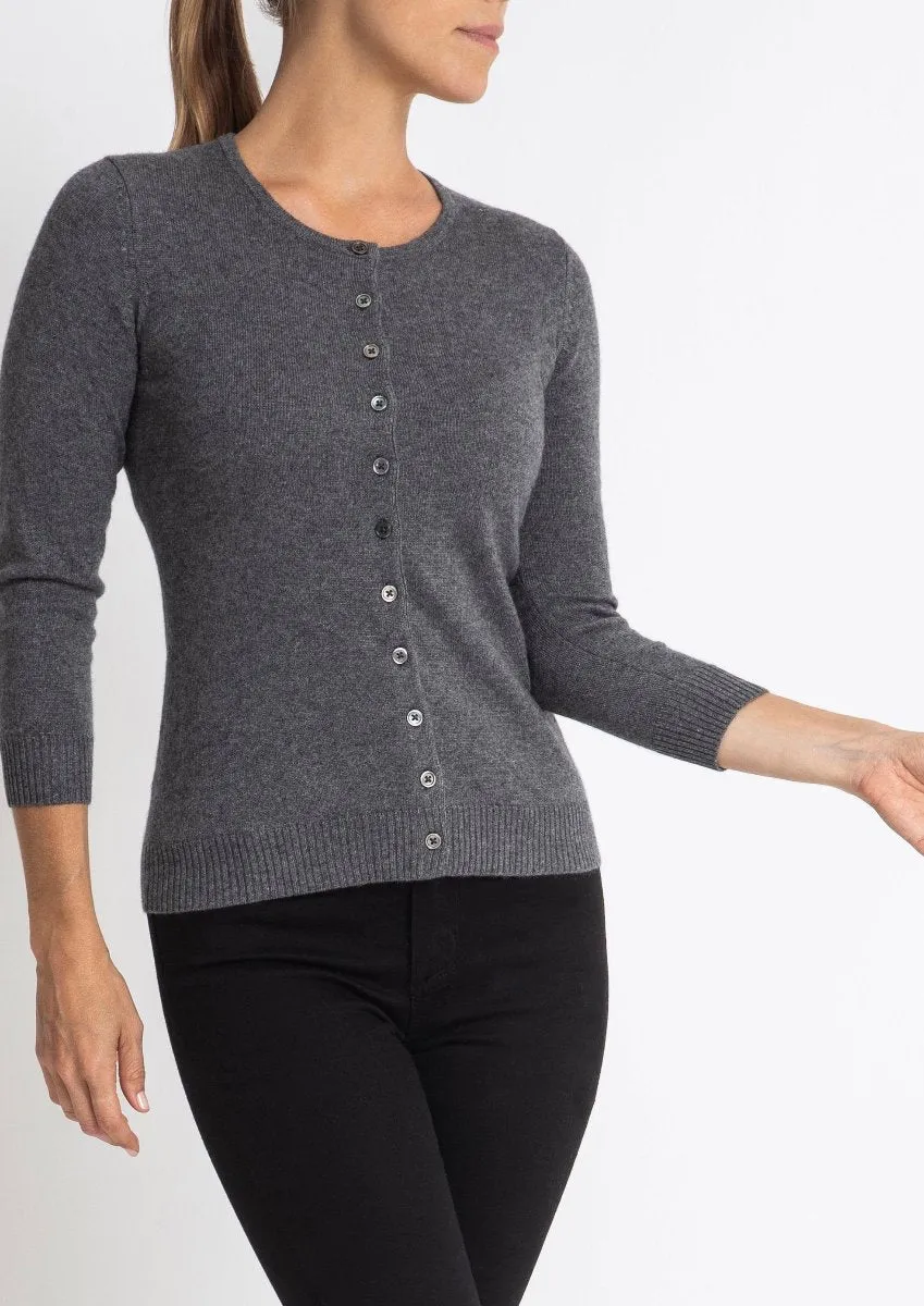 Silk   Cashmere Victoria Cardigan in Charcoal