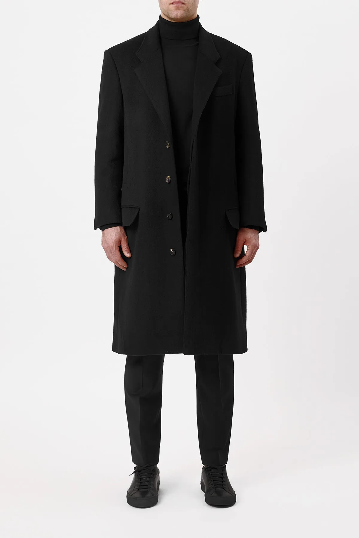 Slade Coat in Black Double-Face Recycled Cashmere