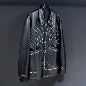 Streetwear Handmade Black Rhinestone Jacket