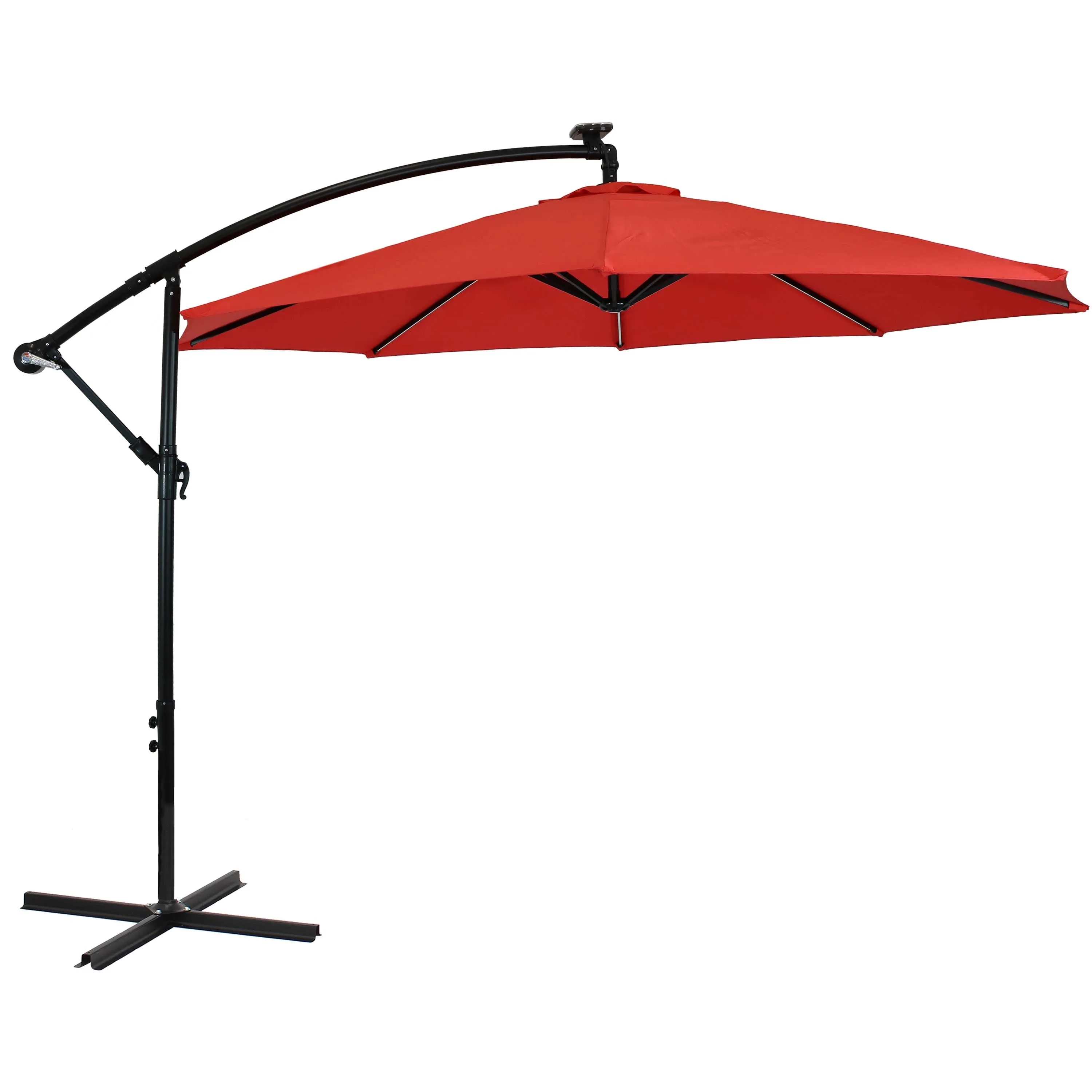 Sunnydaze 10' Offset Patio Umbrella with Solar LED Lights