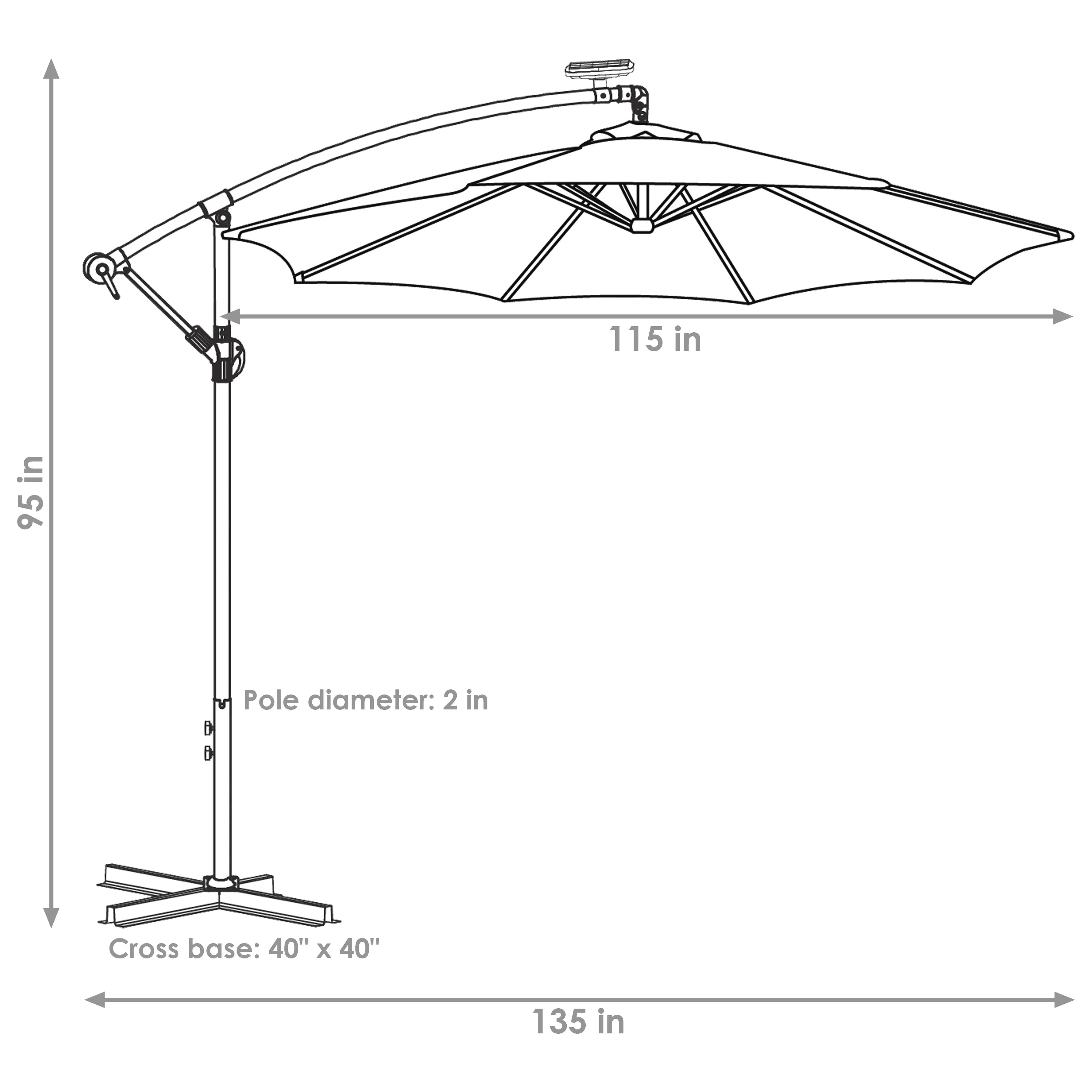 Sunnydaze 10' Offset Patio Umbrella with Solar LED Lights