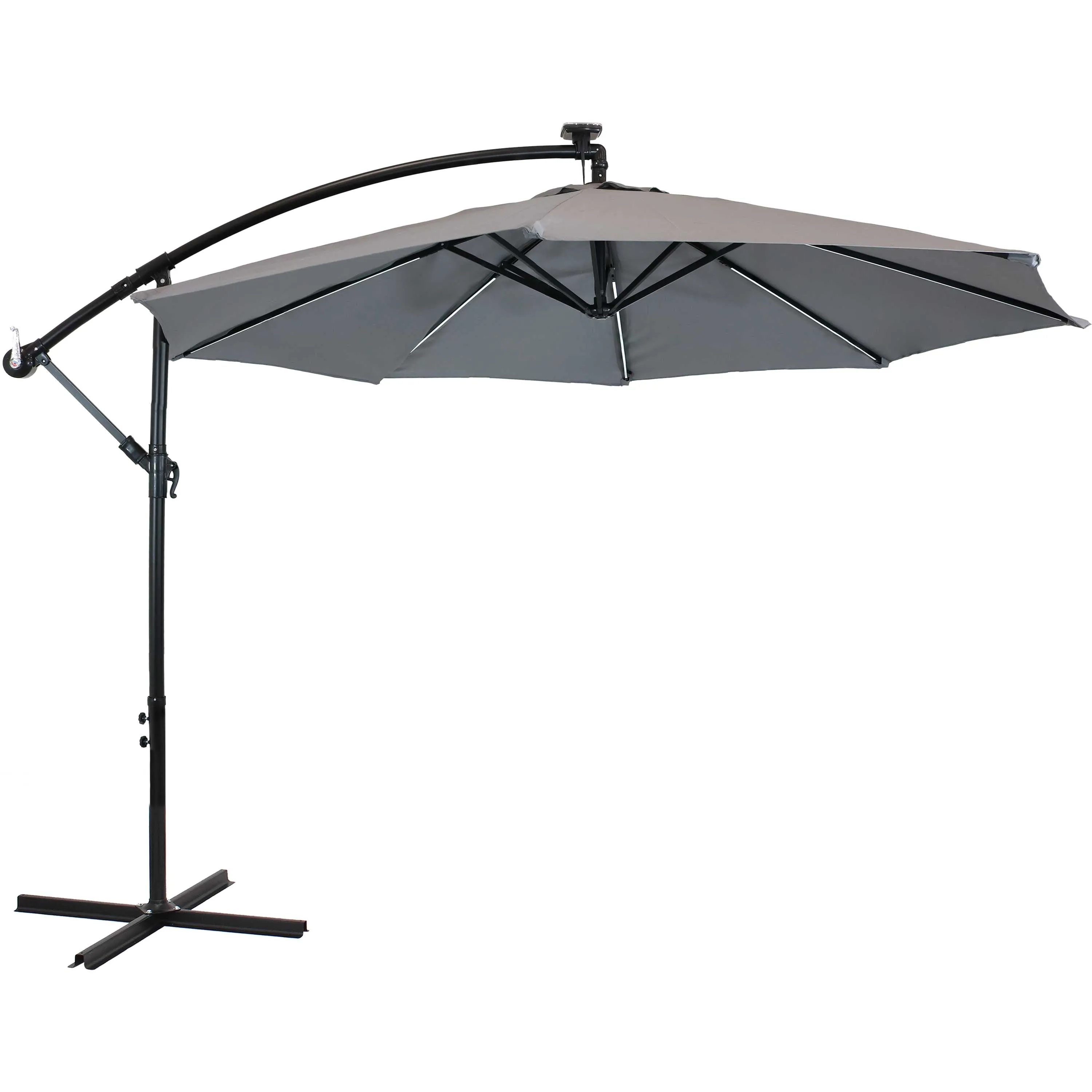 Sunnydaze 10' Offset Patio Umbrella with Solar LED Lights