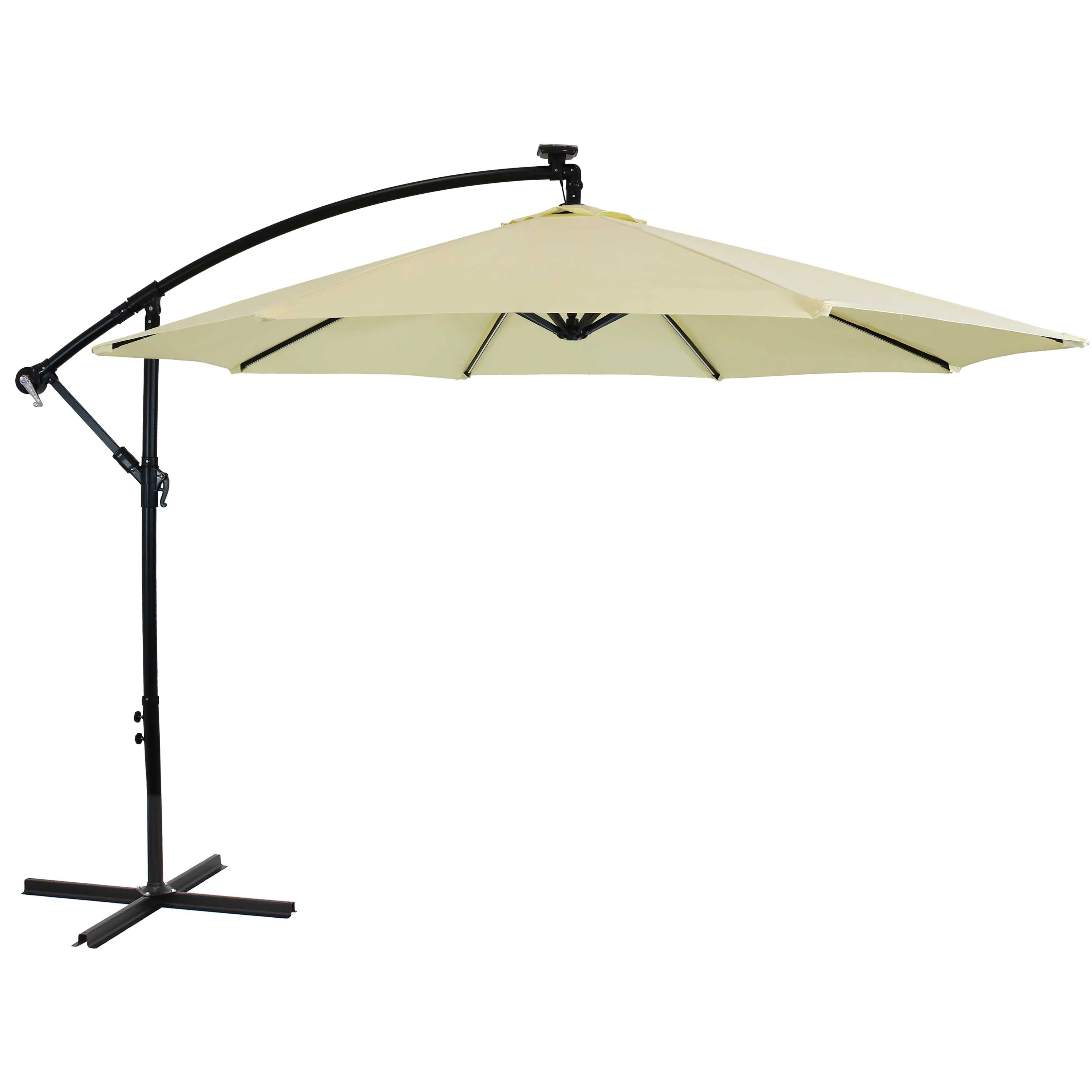 Sunnydaze 10' Offset Patio Umbrella with Solar LED Lights