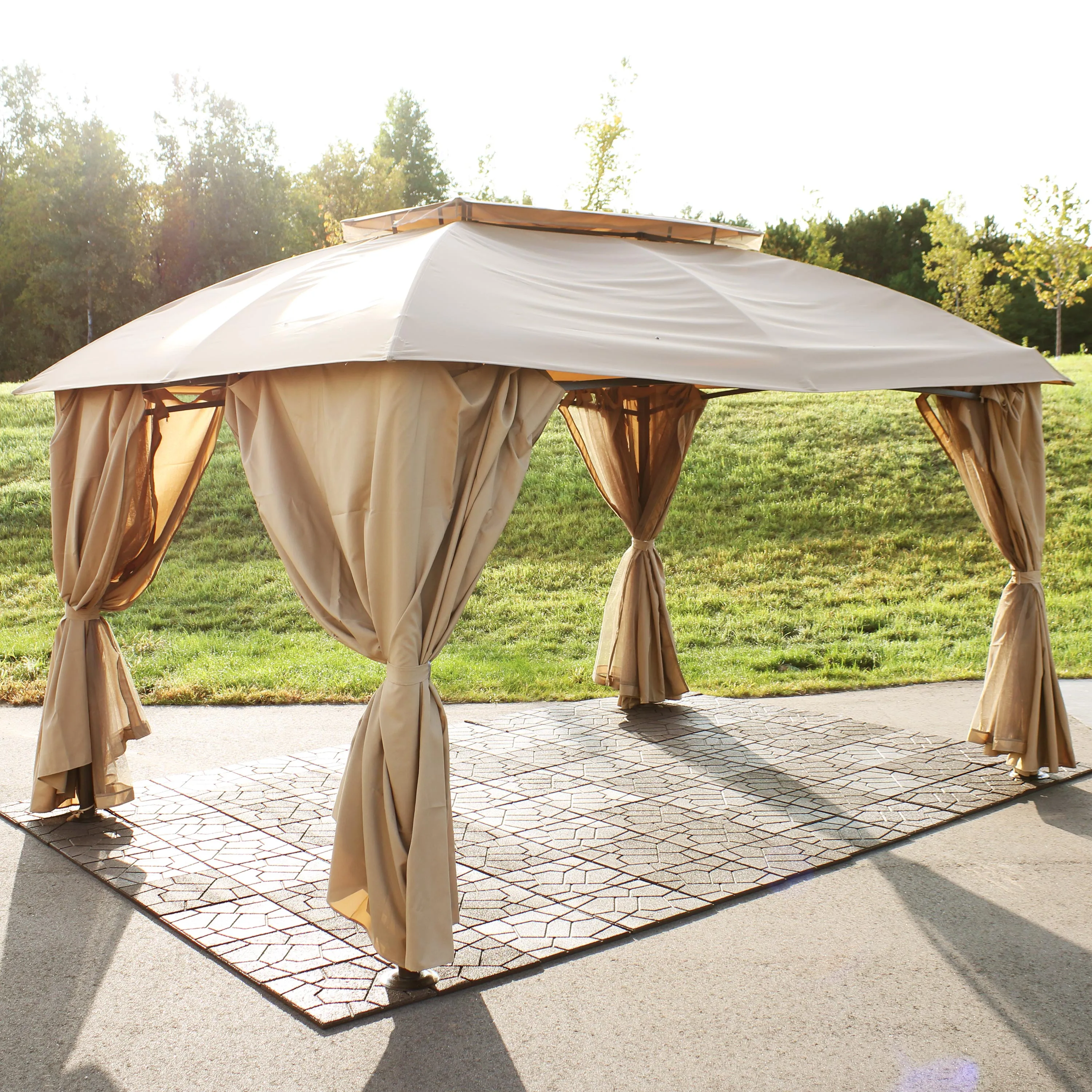 Sunnydaze 10' x13' Gazebo with Screens and Privacy Walls