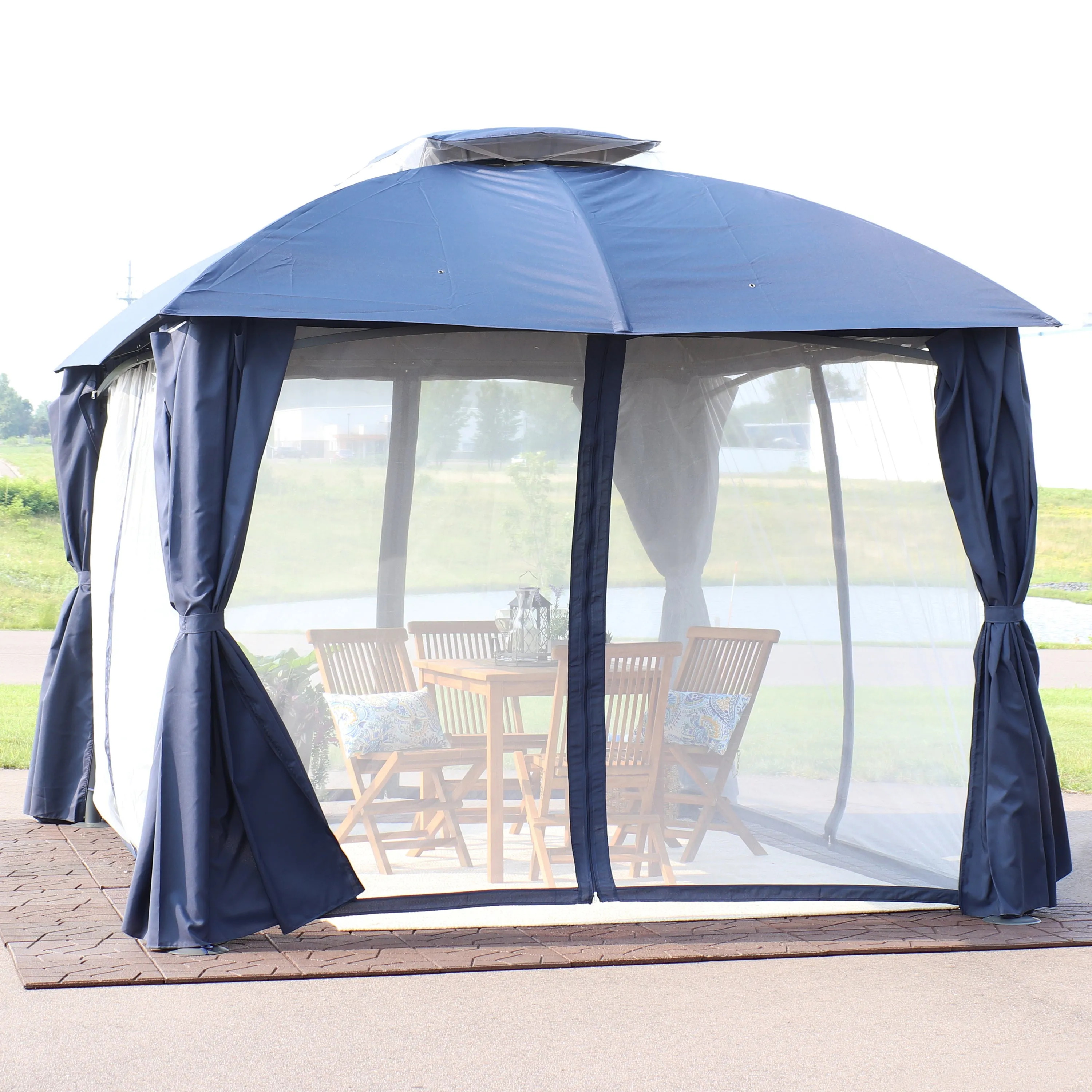 Sunnydaze 10' x13' Gazebo with Screens and Privacy Walls