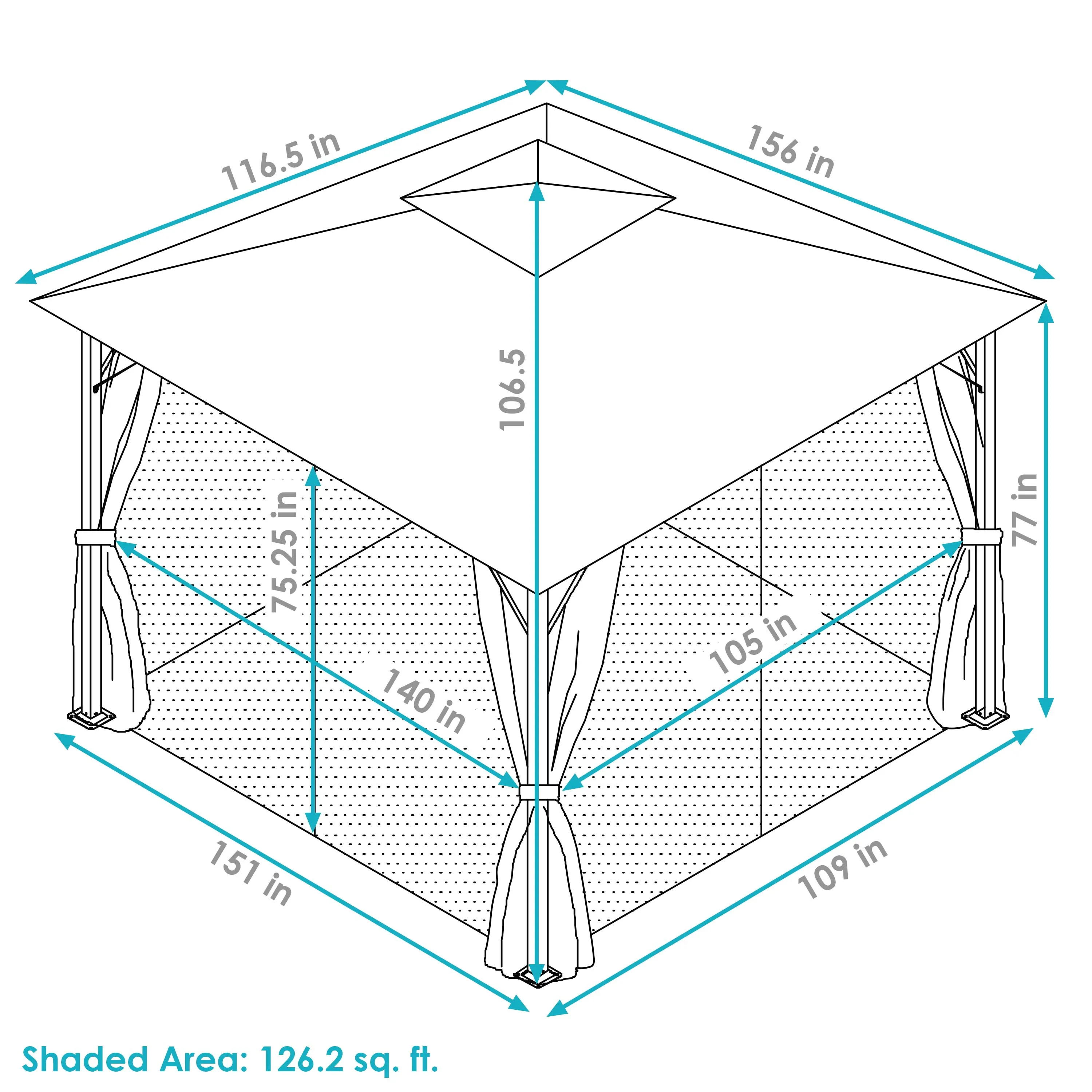 Sunnydaze 10' x13' Gazebo with Screens and Privacy Walls