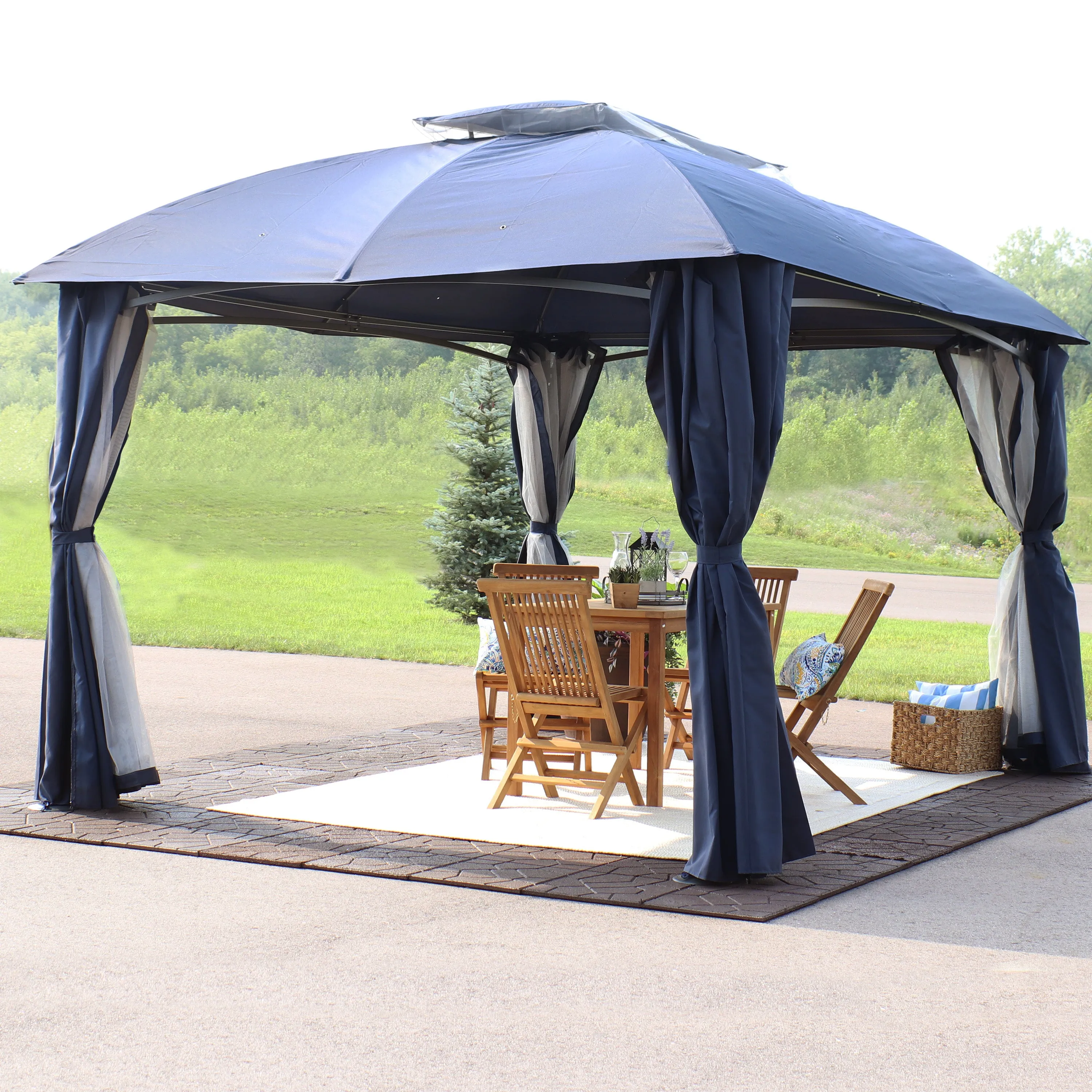 Sunnydaze 10' x13' Gazebo with Screens and Privacy Walls