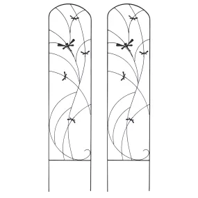 Sunnydaze 2-Piece Dragonfly Delight Metal Garden Trellis - 55"