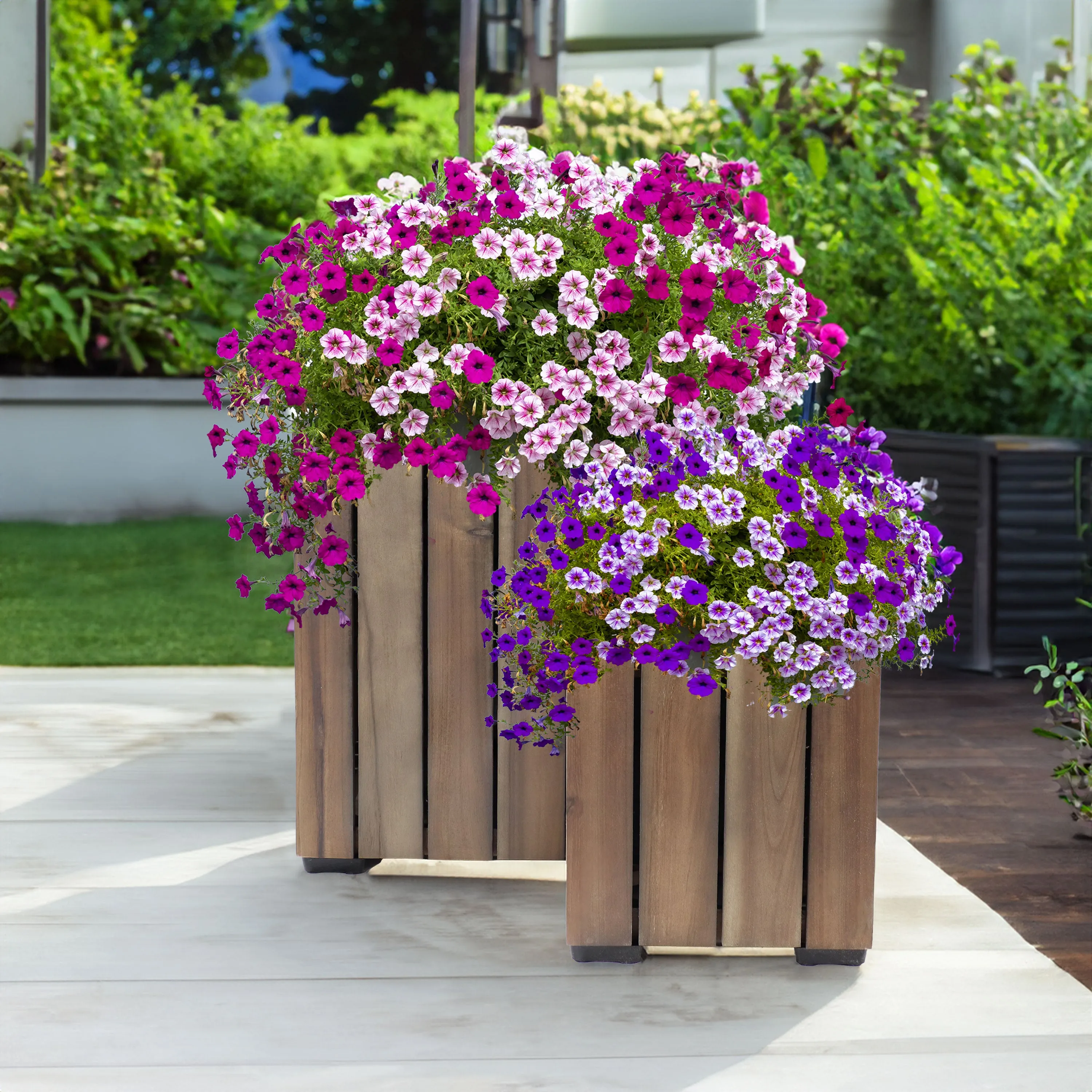 Sunnydaze 2-Piece Wooden Planter Boxes with Vertical Planks