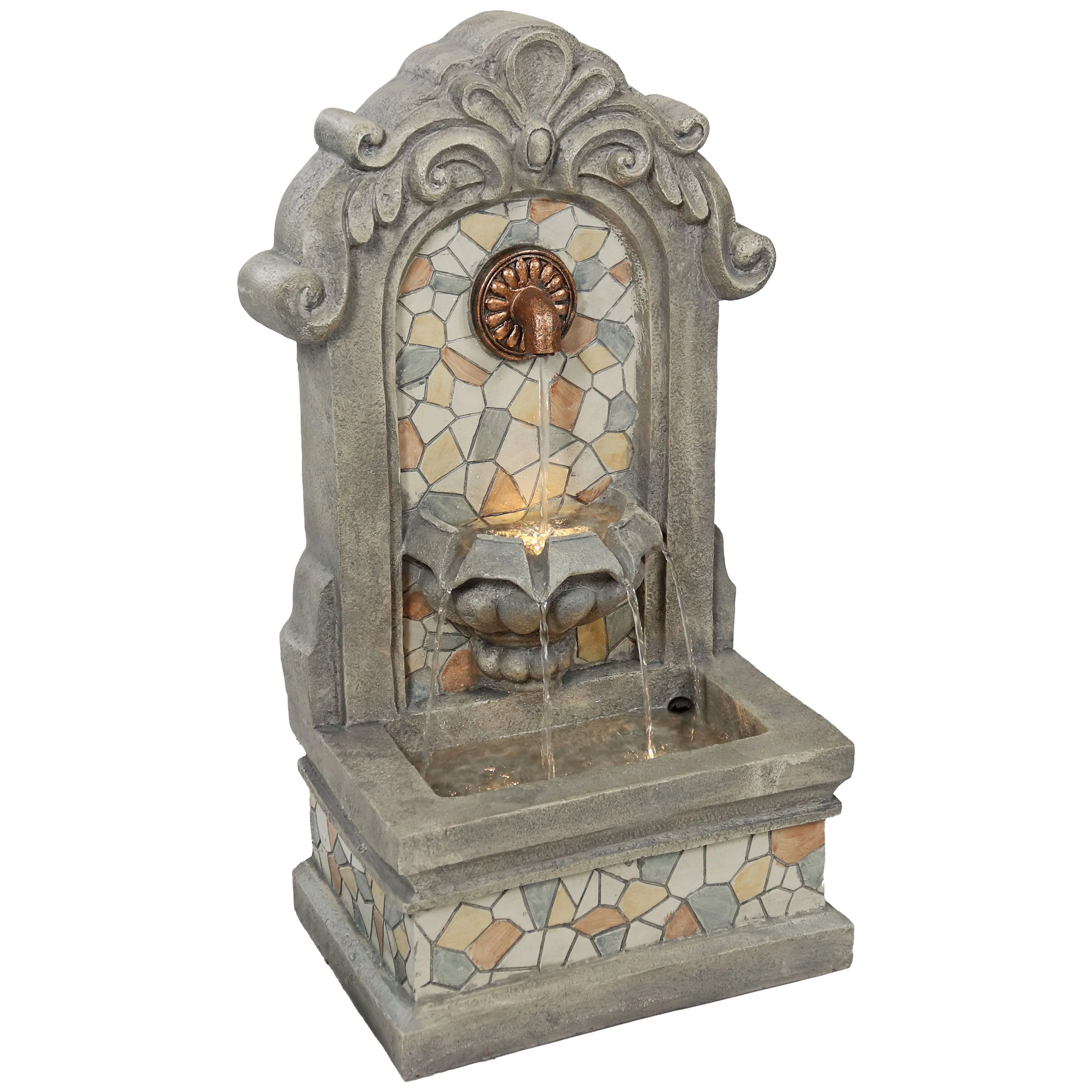 Sunnydaze Enchanting Estate Polyresin Outdoor Wall Fountain with Flat Back