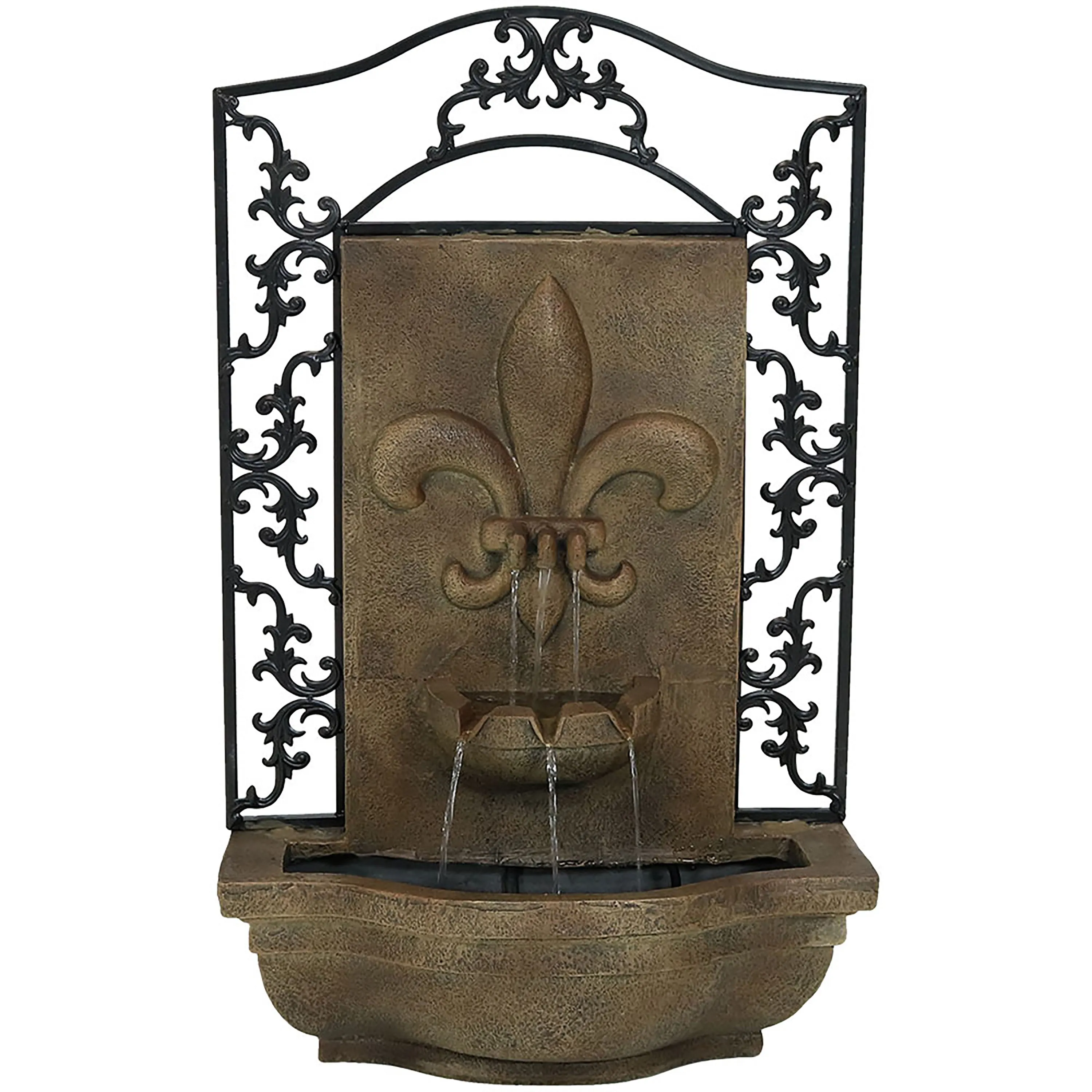 Sunnydaze French Lily Outdoor Wall Fountain with Battery Backup