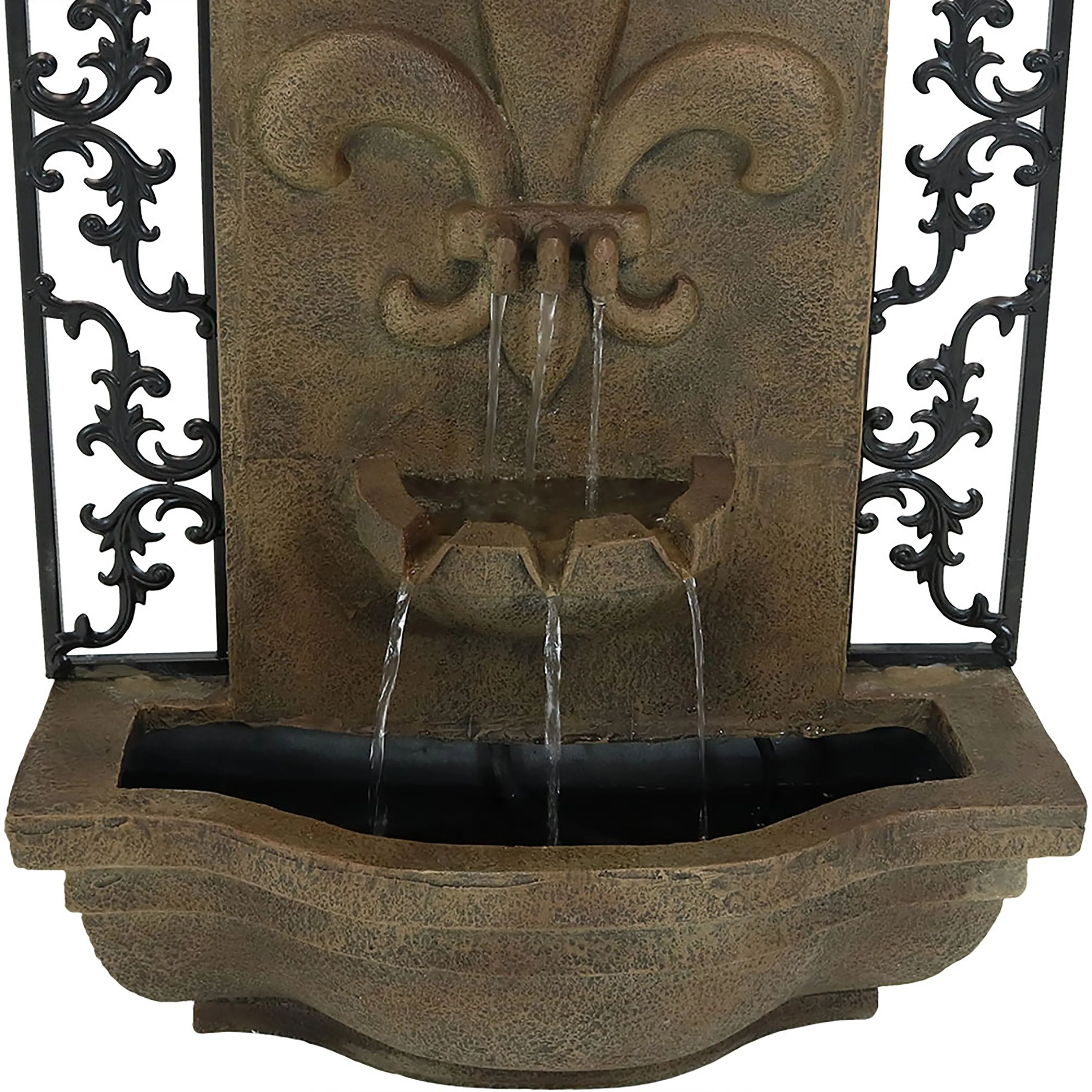 Sunnydaze French Lily Outdoor Wall Fountain with Battery Backup