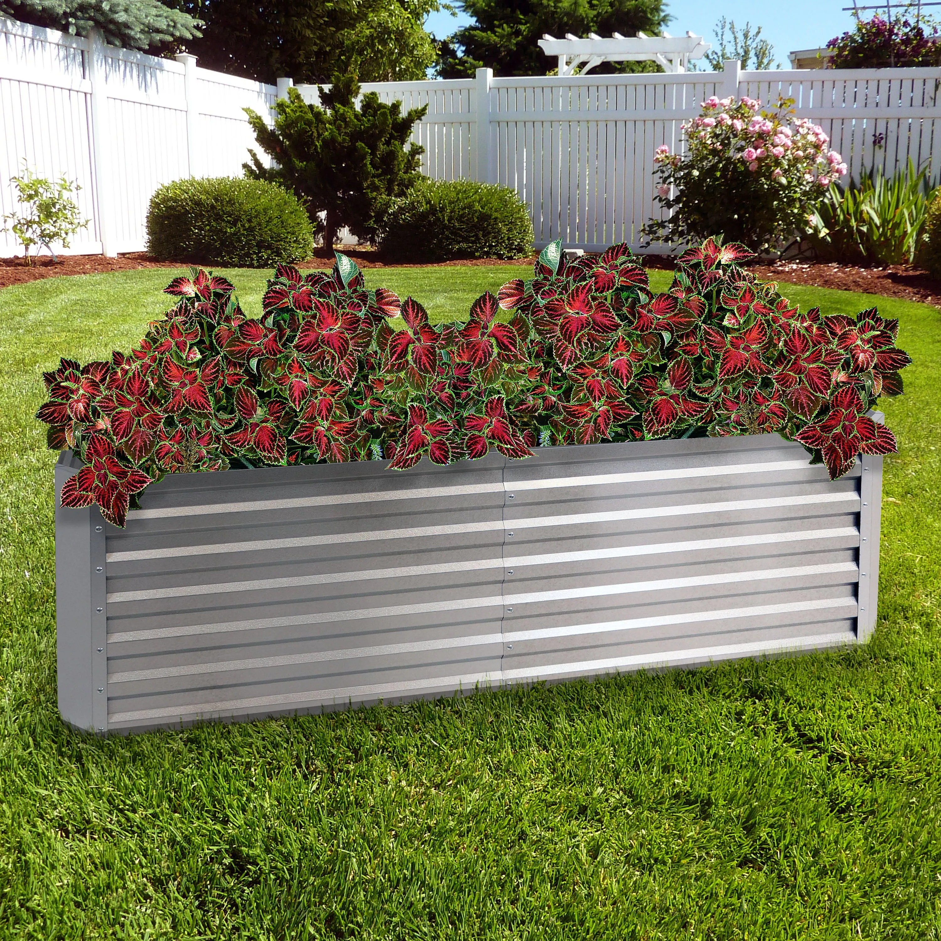 Sunnydaze Galvalume Steel Raised Garden Bed - 71" Rectangle