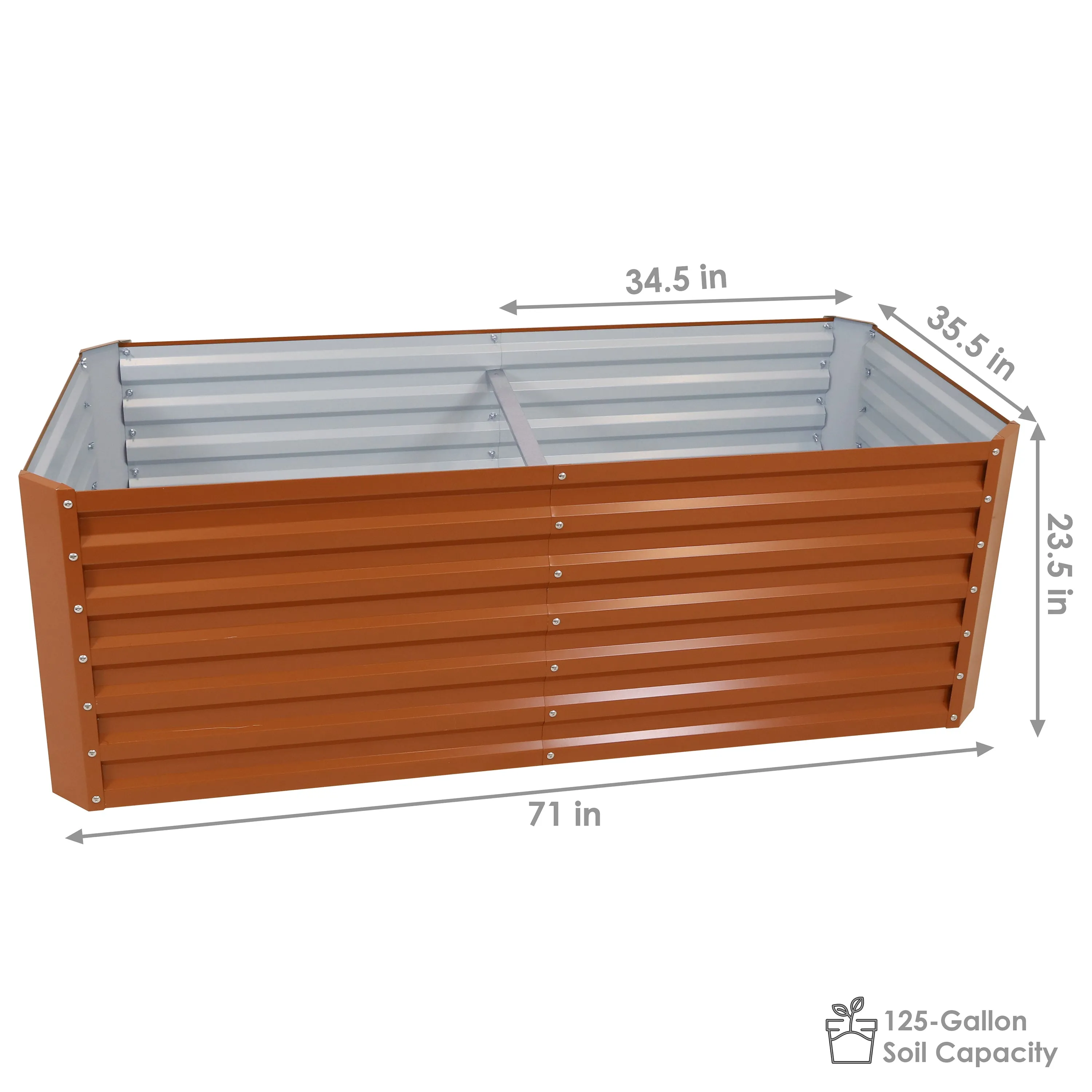 Sunnydaze Galvalume Steel Raised Garden Bed - 71" Rectangle