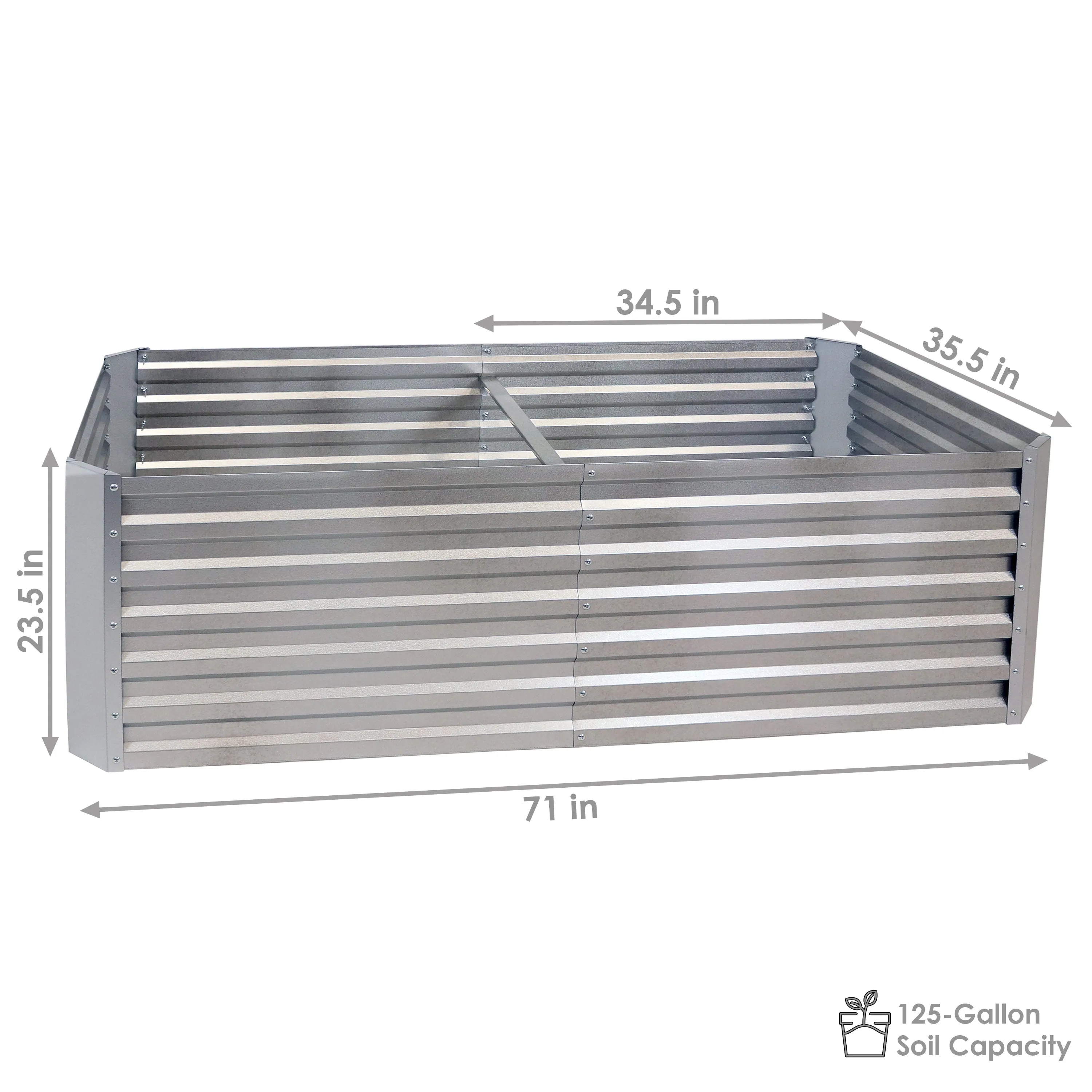 Sunnydaze Galvalume Steel Raised Garden Bed - 71" Rectangle