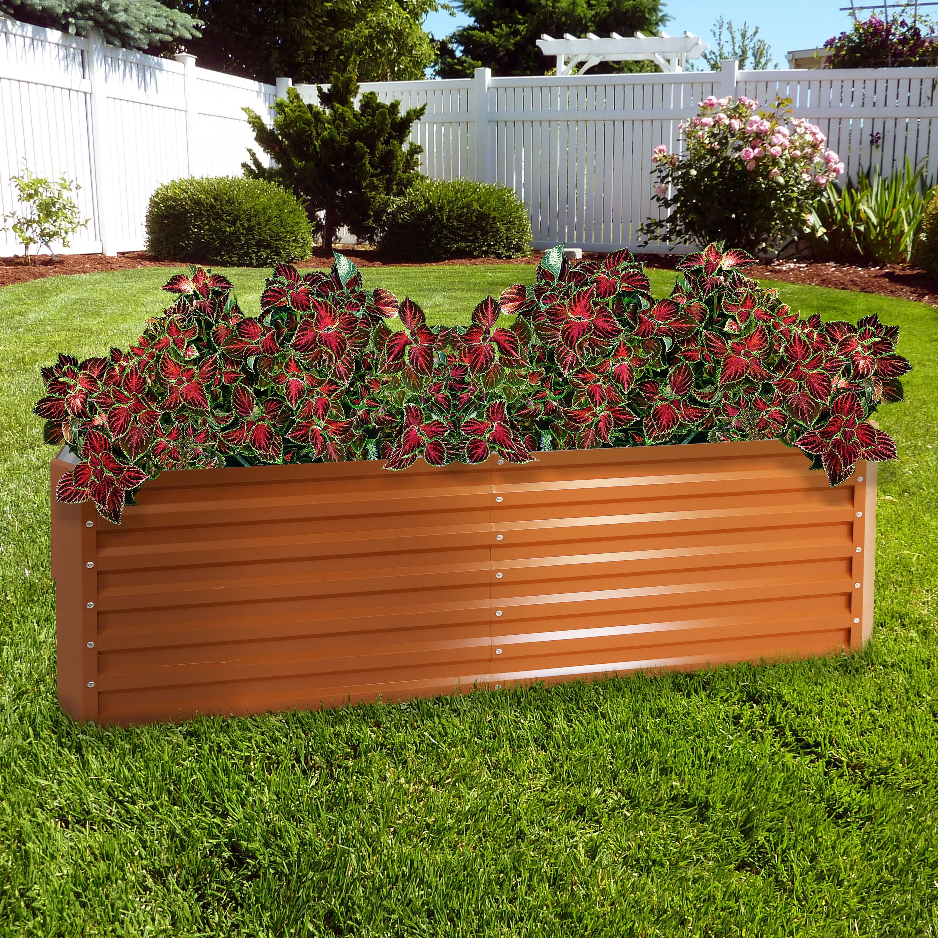 Sunnydaze Galvalume Steel Raised Garden Bed - 71" Rectangle