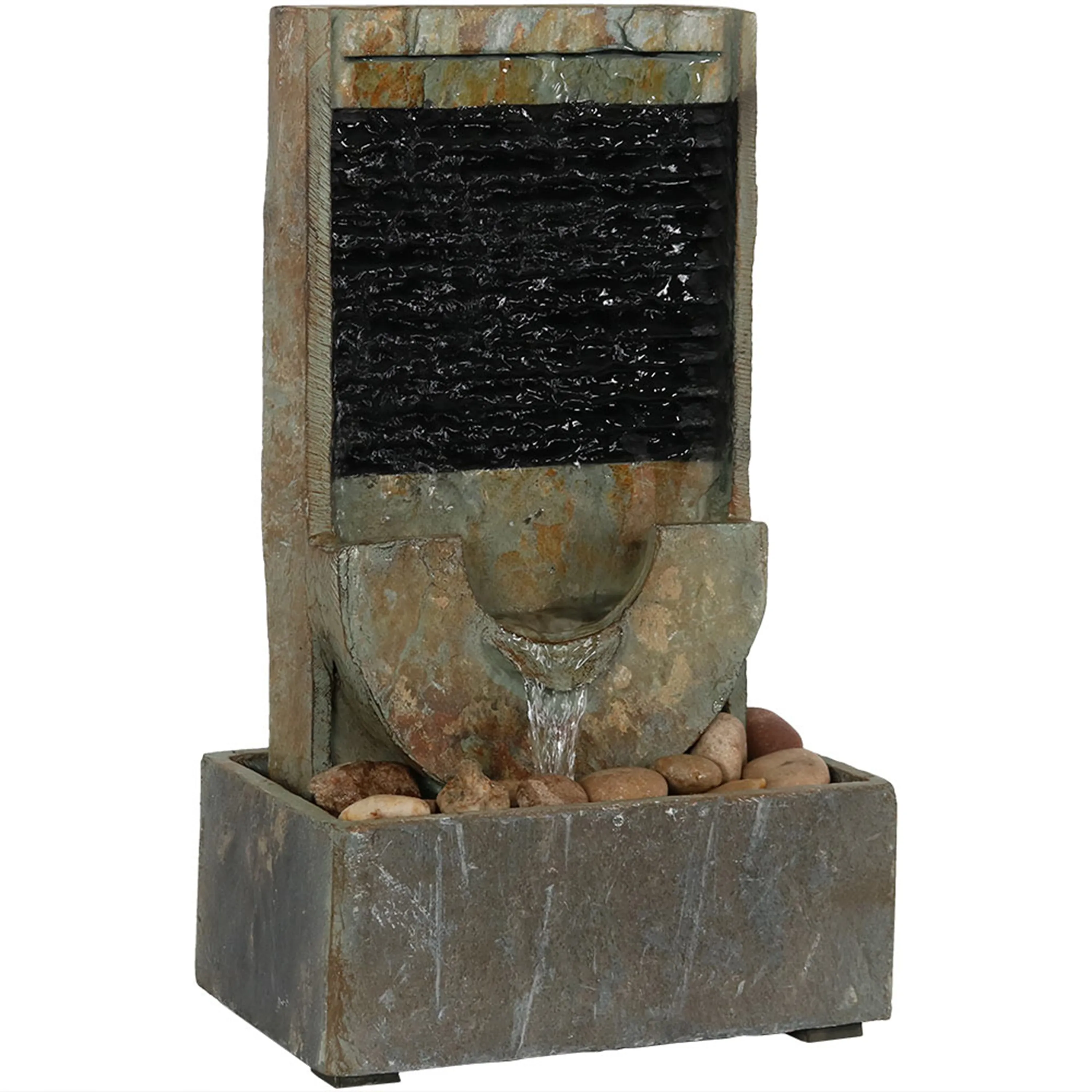 Sunnydaze Half Moon Slate Tabletop Fountain - 16"