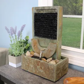 Sunnydaze Half Moon Slate Tabletop Fountain - 16"