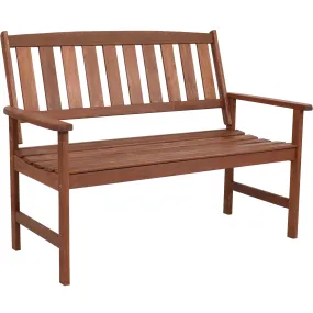 Sunnydaze Meranti Wood 2-Seat Bench with Teak Oil Finish