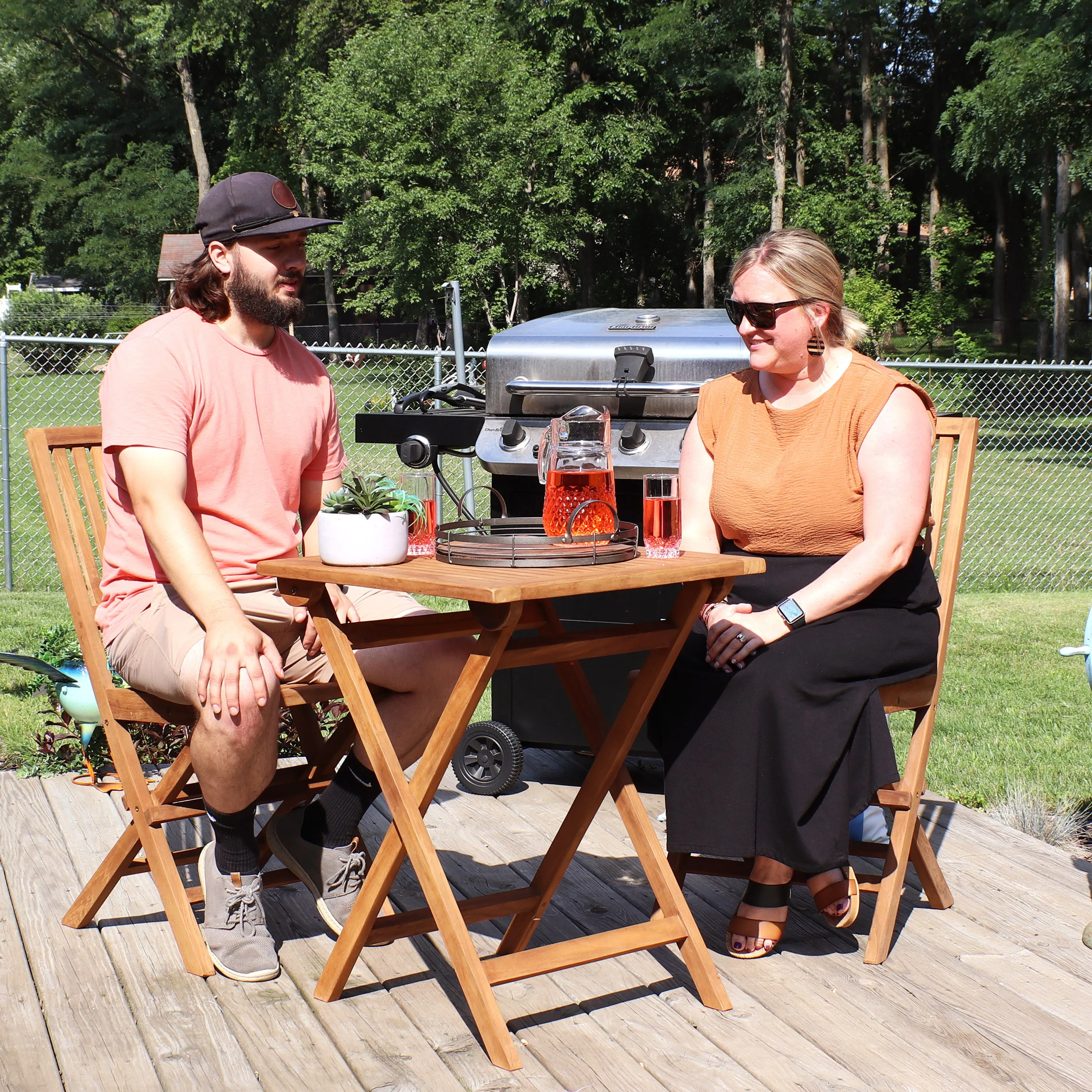 Sunnydaze Nantasket 3-Piece Outdoor Wooden Bistro Set