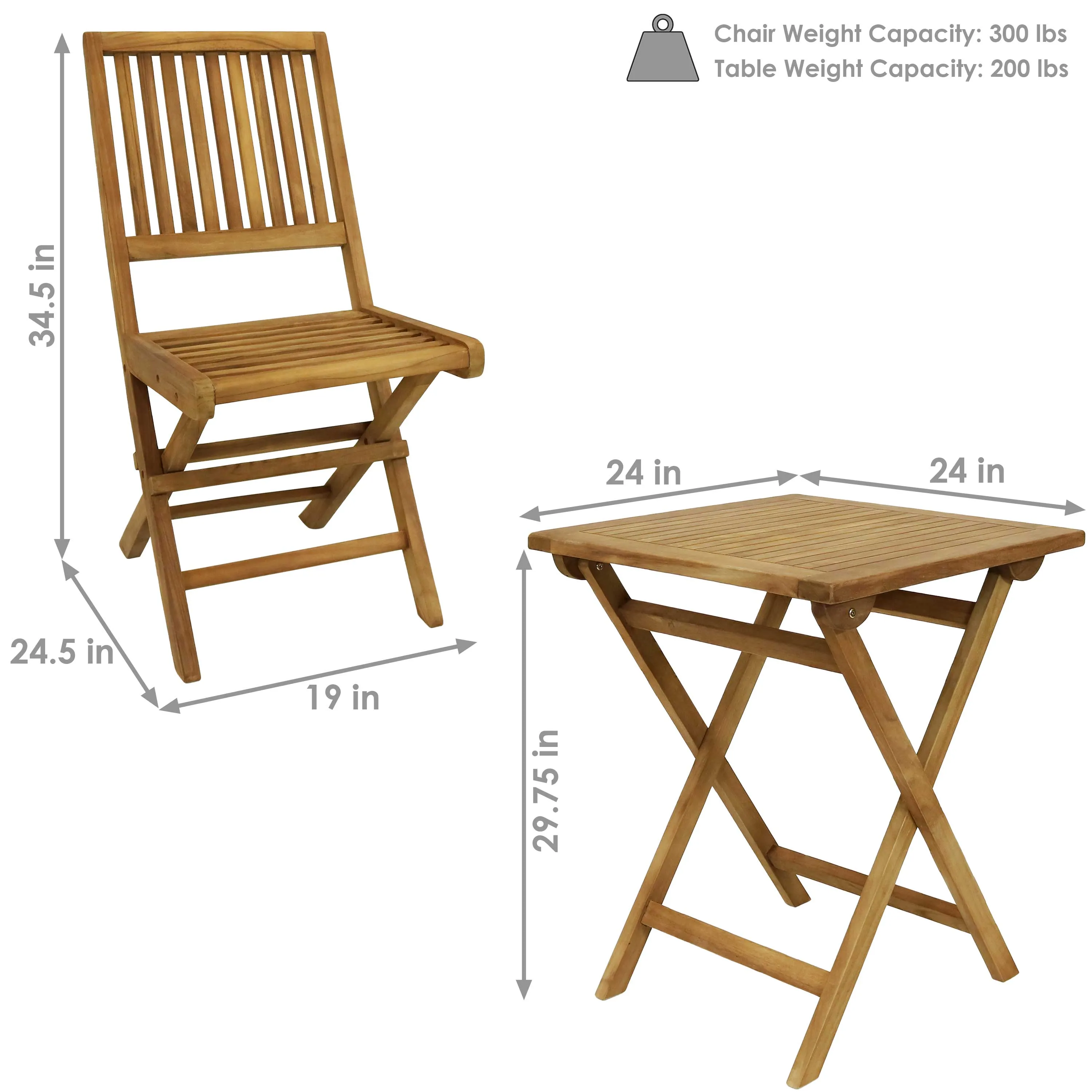 Sunnydaze Nantasket 3-Piece Outdoor Wooden Bistro Set