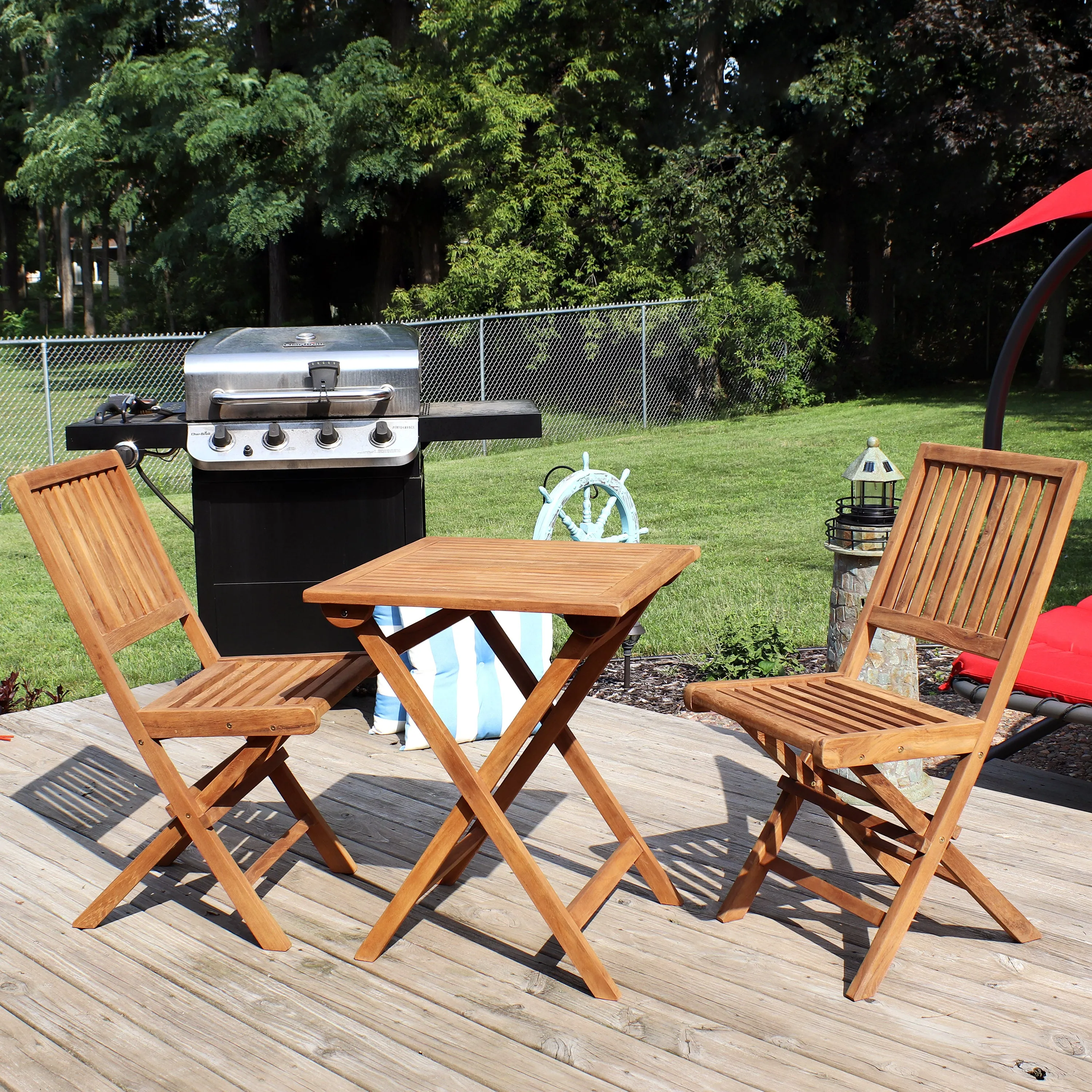 Sunnydaze Nantasket 3-Piece Outdoor Wooden Bistro Set