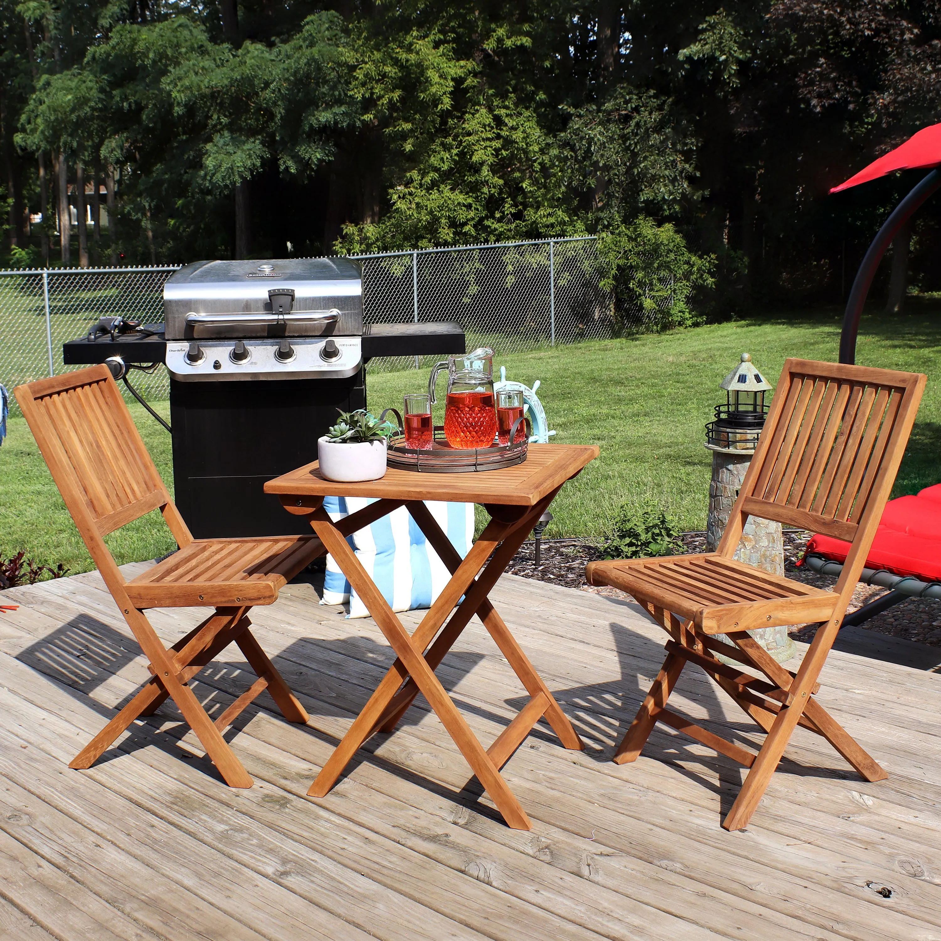 Sunnydaze Nantasket 3-Piece Outdoor Wooden Bistro Set