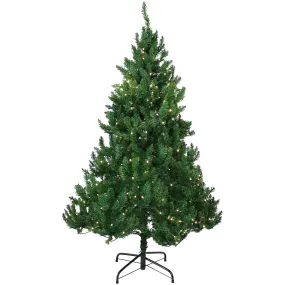 Sunnydaze Pre-Lit Artificial Christmas Tree with Hinged Branches and Stand