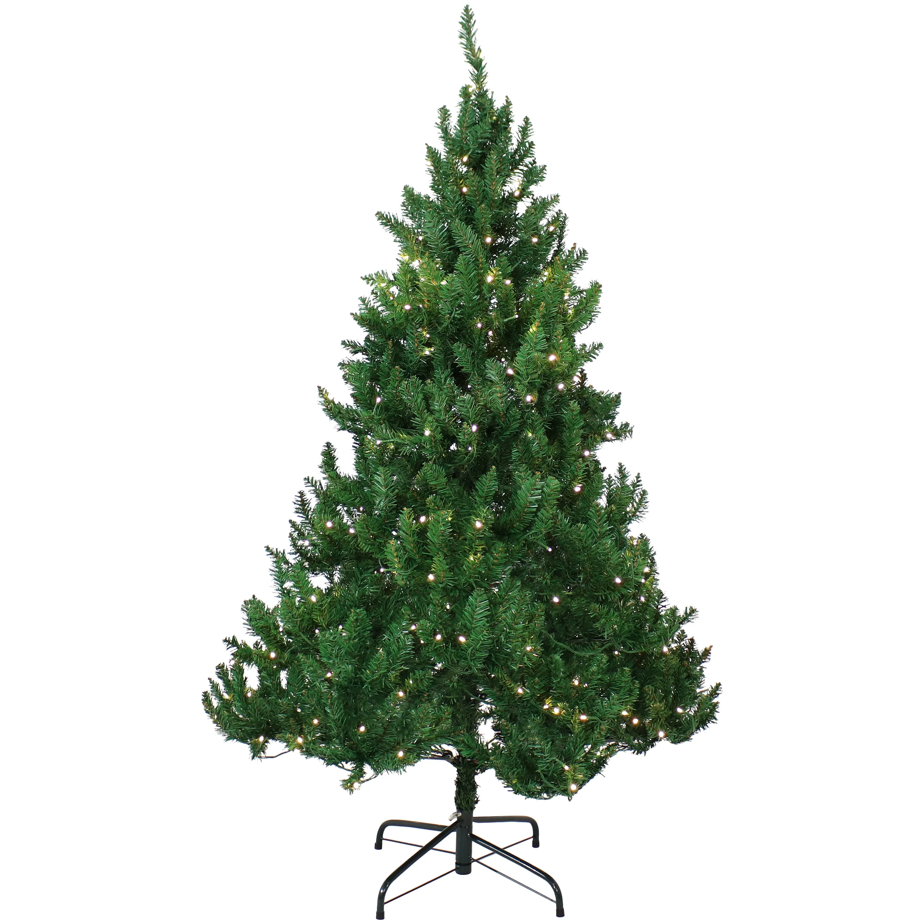 Sunnydaze Pre-Lit Artificial Christmas Tree with Hinged Branches and Stand