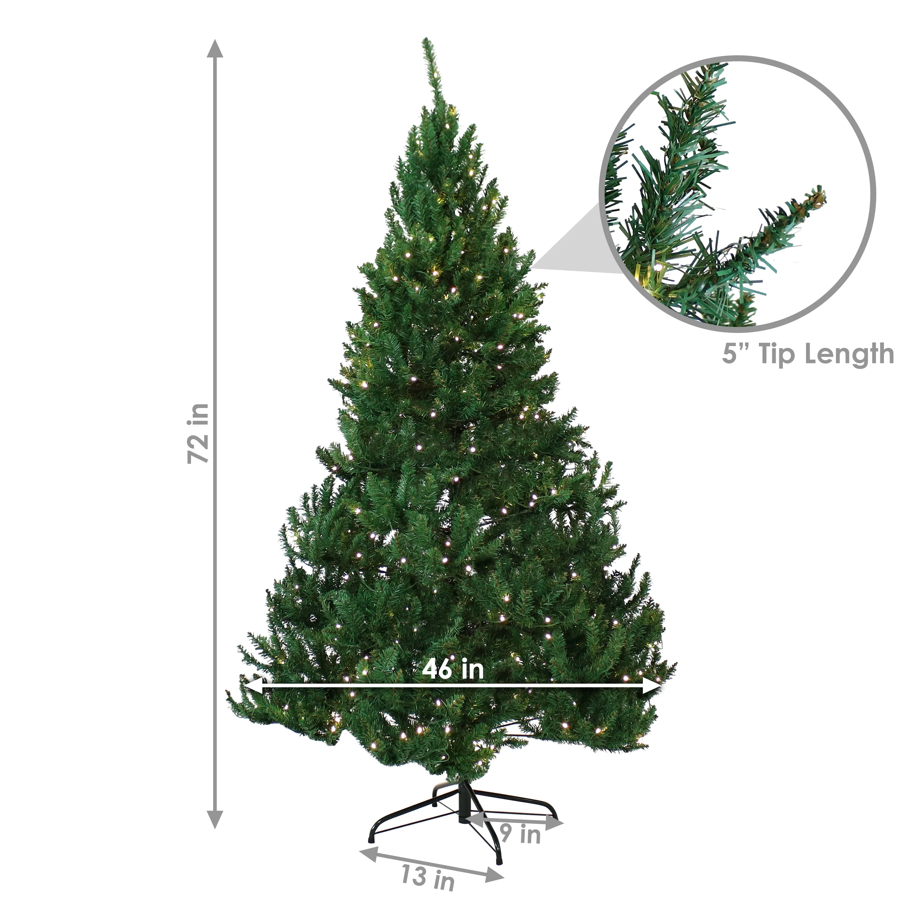 Sunnydaze Pre-Lit Artificial Christmas Tree with Hinged Branches and Stand