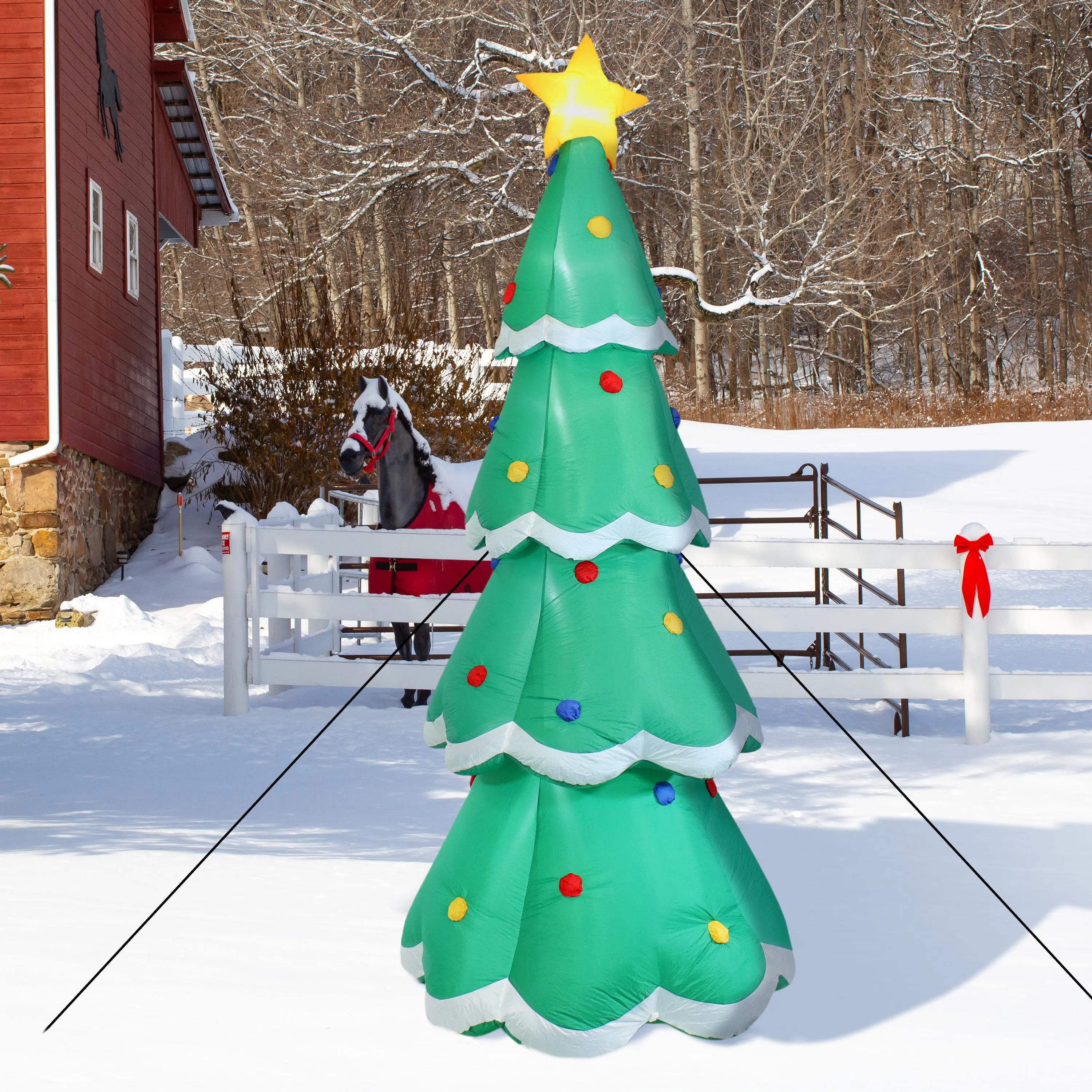 Sunnydaze Pre-Lit Christmas Tree Inflatable Yard Decoration - 9.5' H