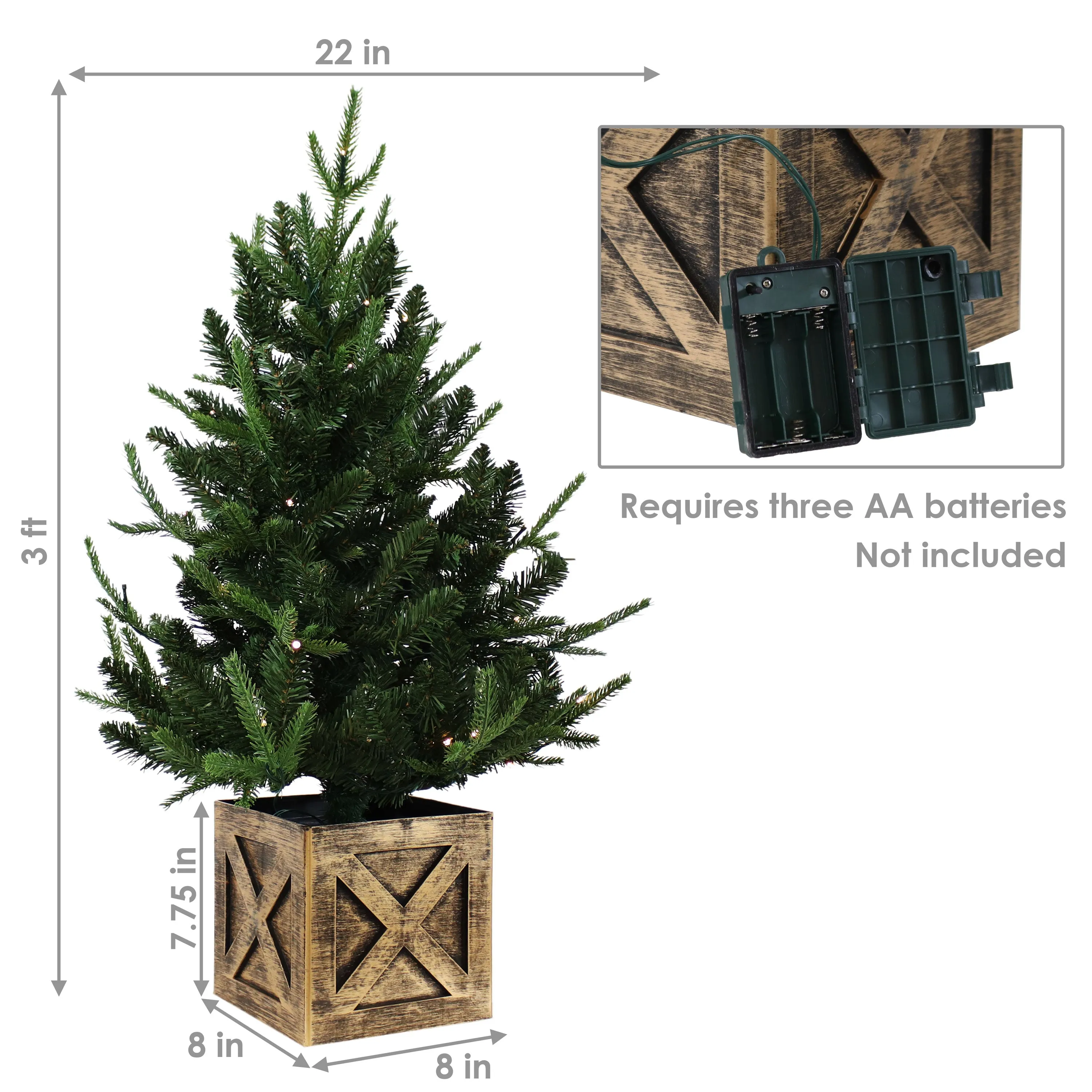 Sunnydaze Pre-Lit Farmhouse Artificial Fir Christmas Tree - 3'