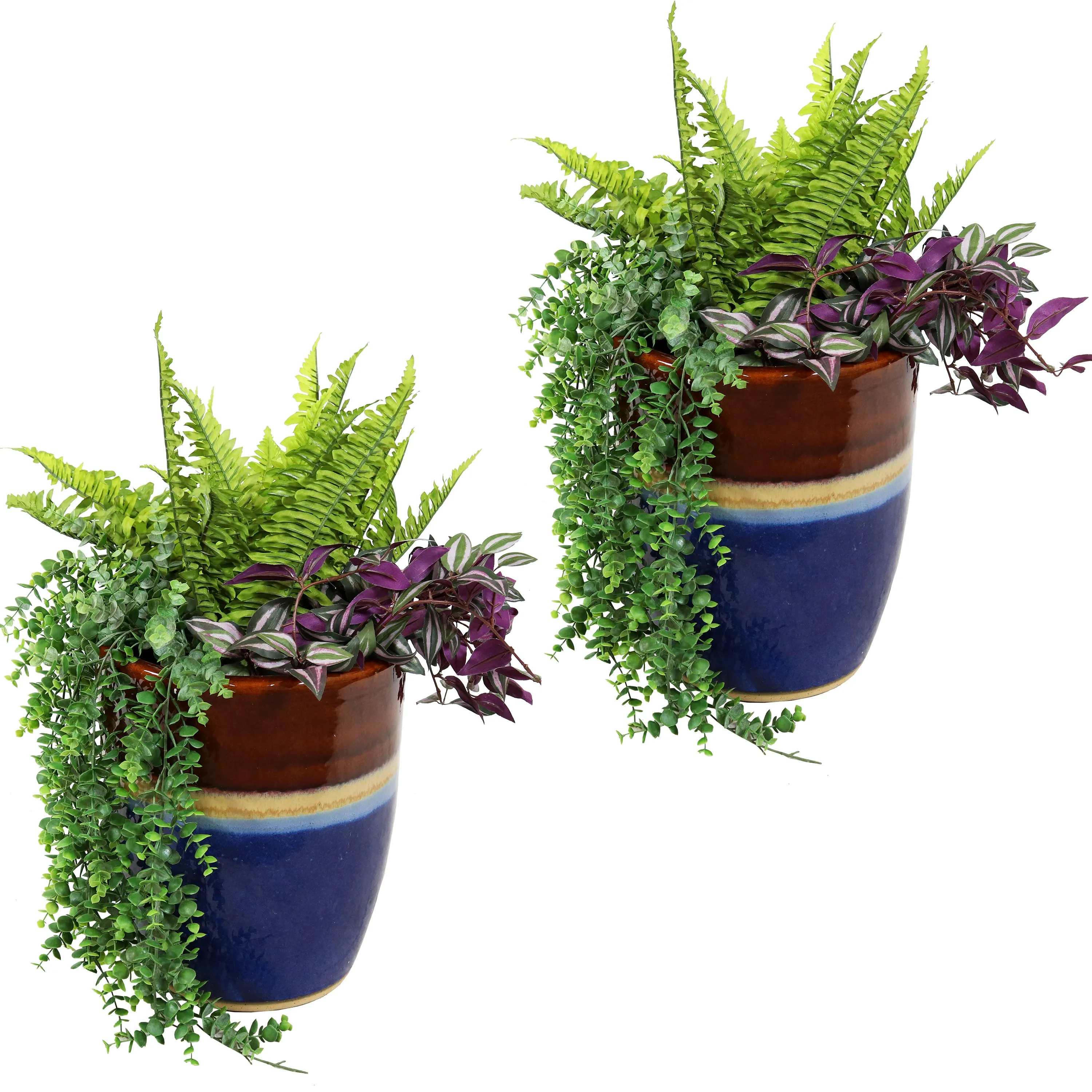 Sunnydaze Set of 2 Captivating Vista Ceramic Planters - 11"