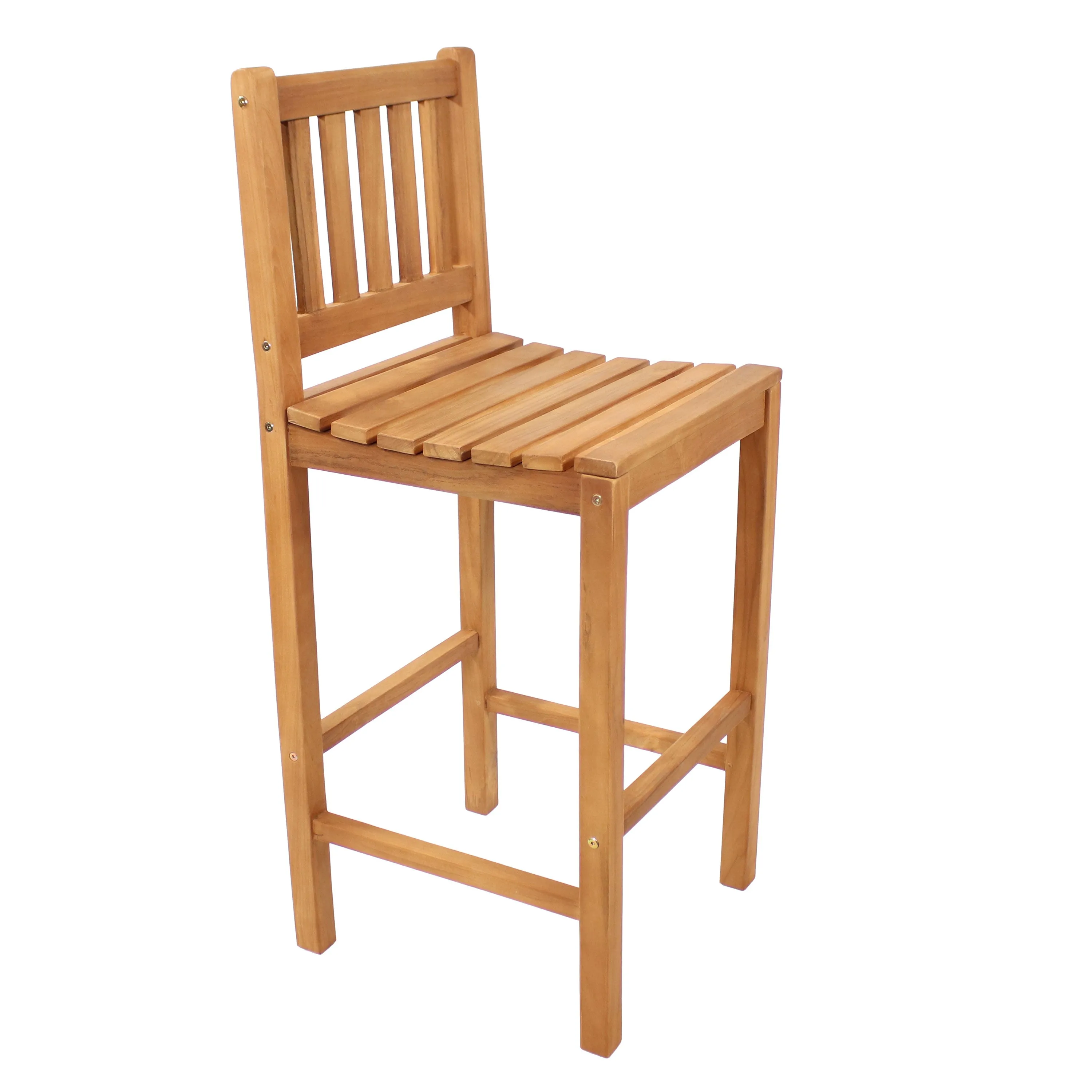 Sunnydaze Teak Wood Outdoor Bar-Height Chair - 43" H