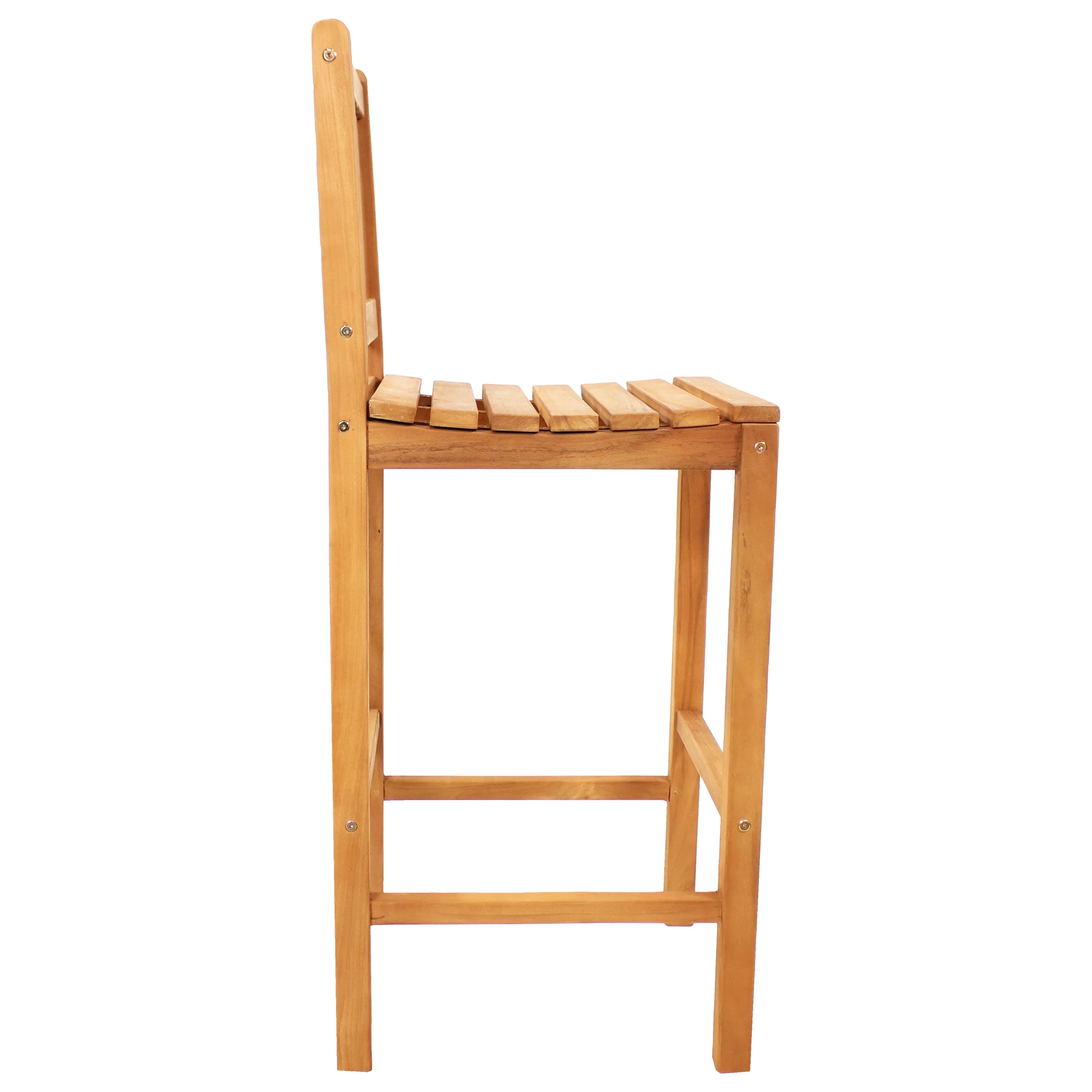 Sunnydaze Teak Wood Outdoor Bar-Height Chair - 43" H