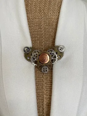 Sweater Clips Steampunk Heart Sweater Clip Scarf Shawl Clasp Cardigan Clasp Brooch Cosplay Cloak Fastener Gifts for Her