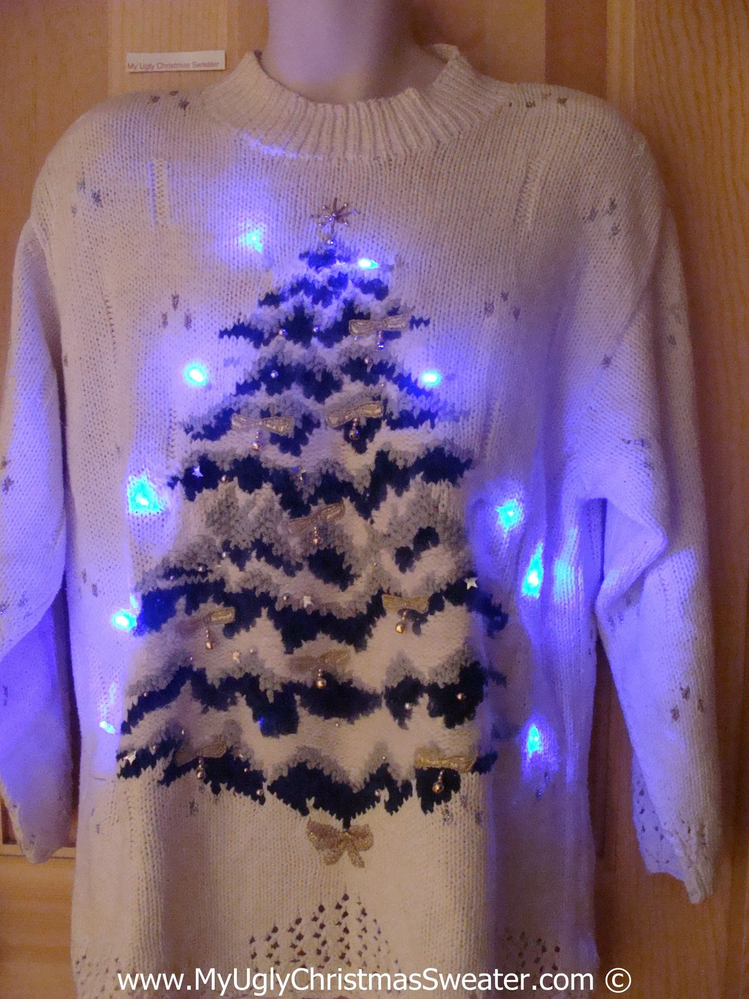 Tacky Xmas Sweater with Lights 80s Huge Tree (g183)