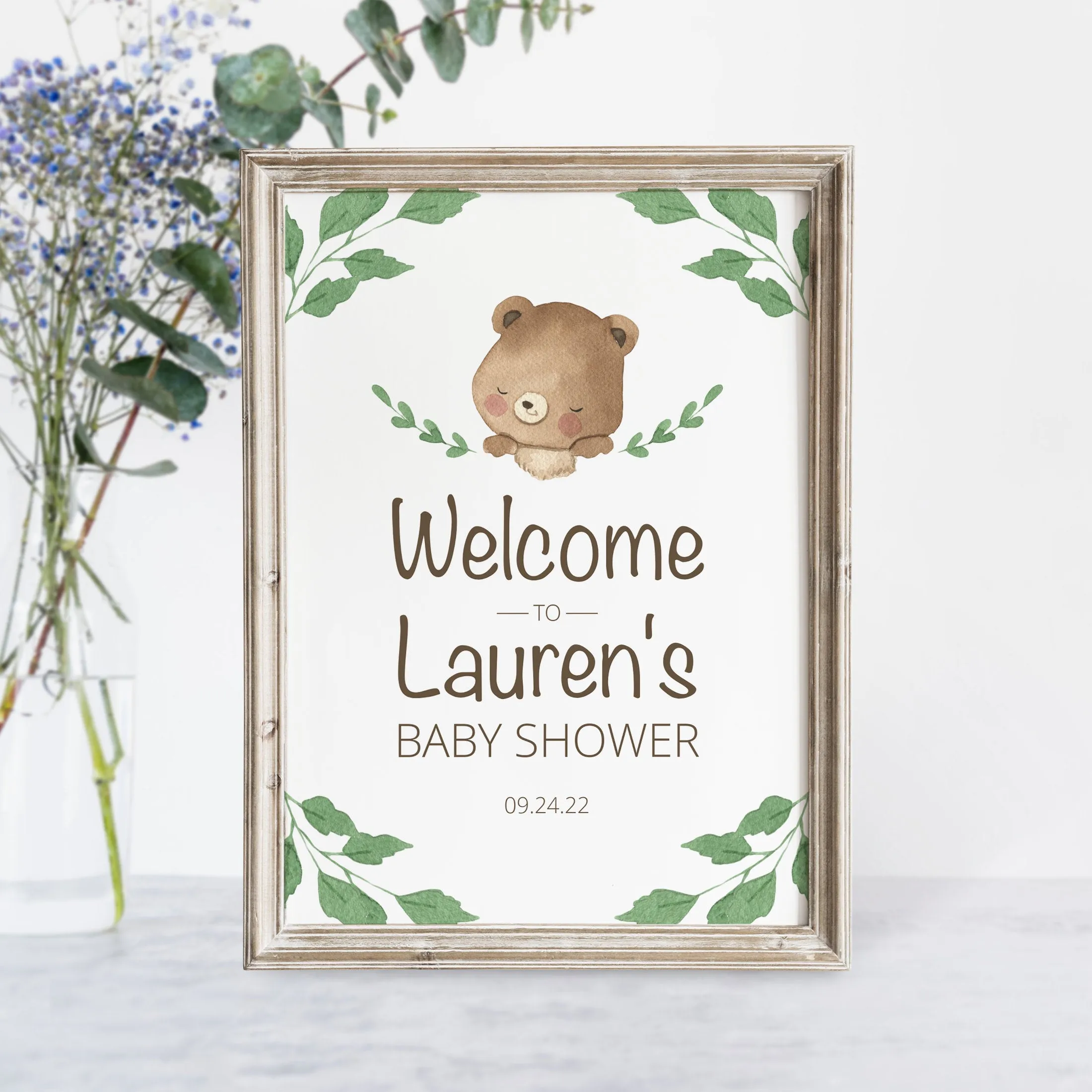 Teddy Bear Baby Shower Welcome Sign Template, Printable Large Teddy Welcome Sign, Editable INSTANT DOWNLOAD - TB100